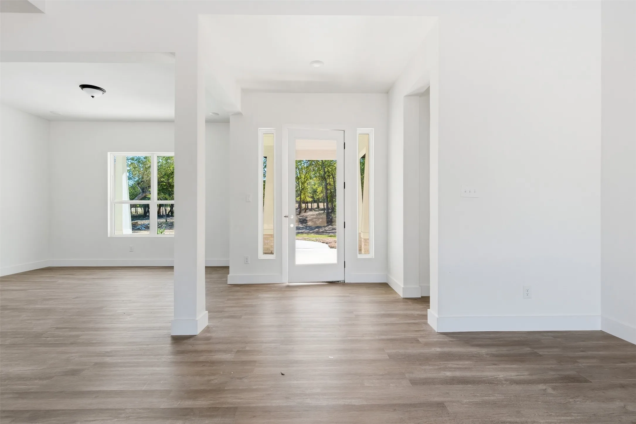 Foyer entrance featuring plenty of natural light and wood finished floors