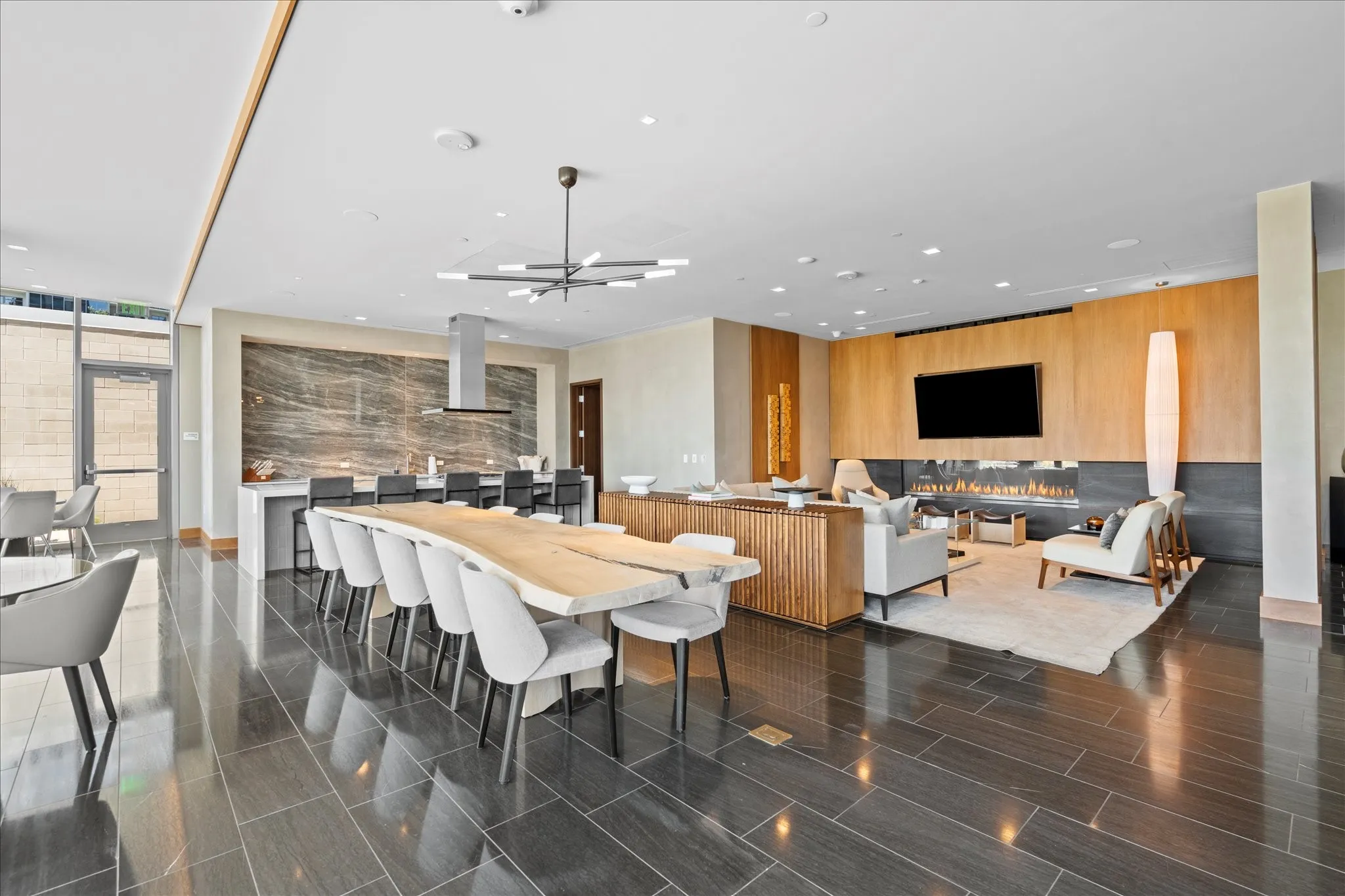 One of many common areas for entertaining