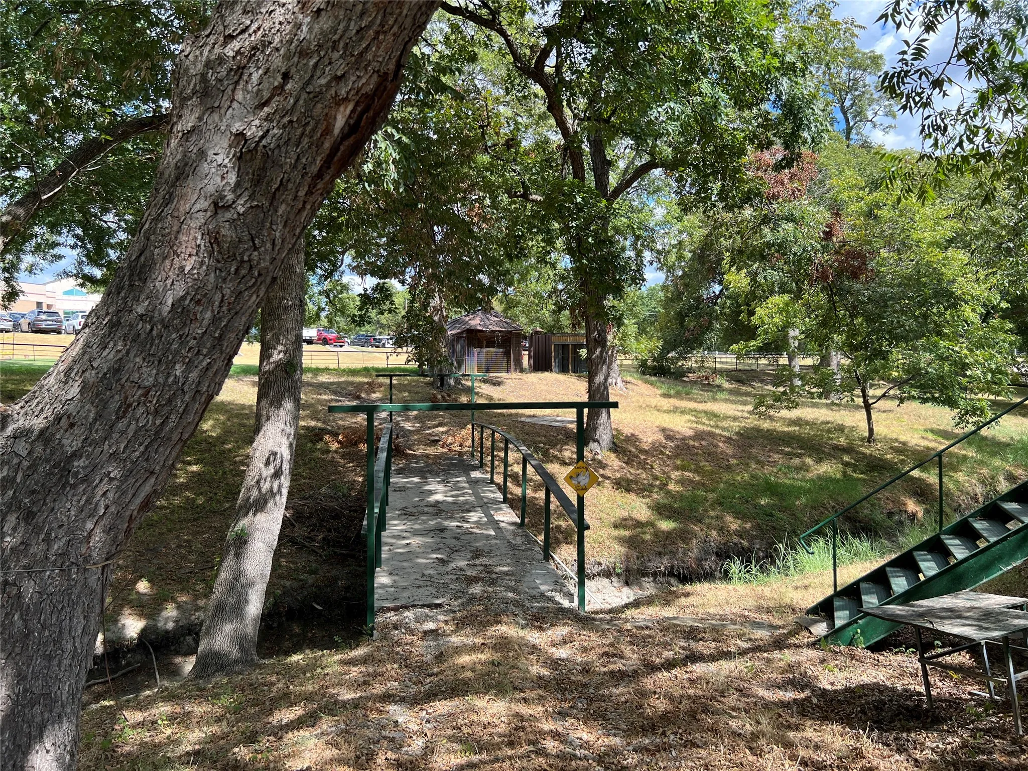Substancial bridge to coop area.