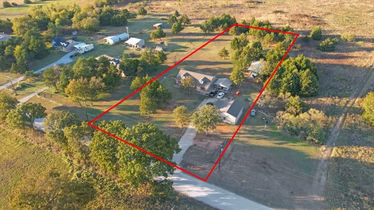 Overview of rural landscape featuring property parcel outlined