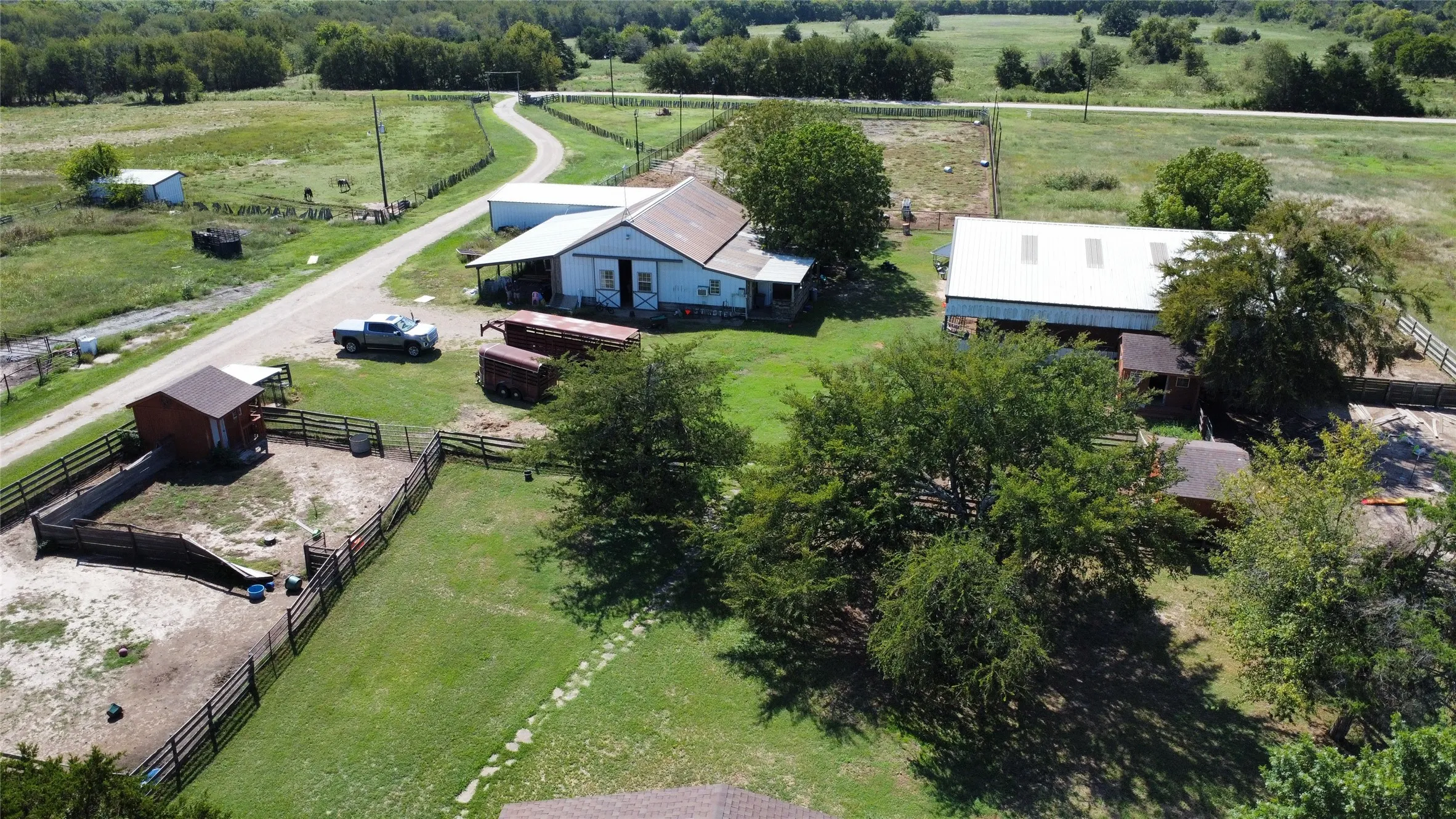Overview of rural landscape featuring agricultural land