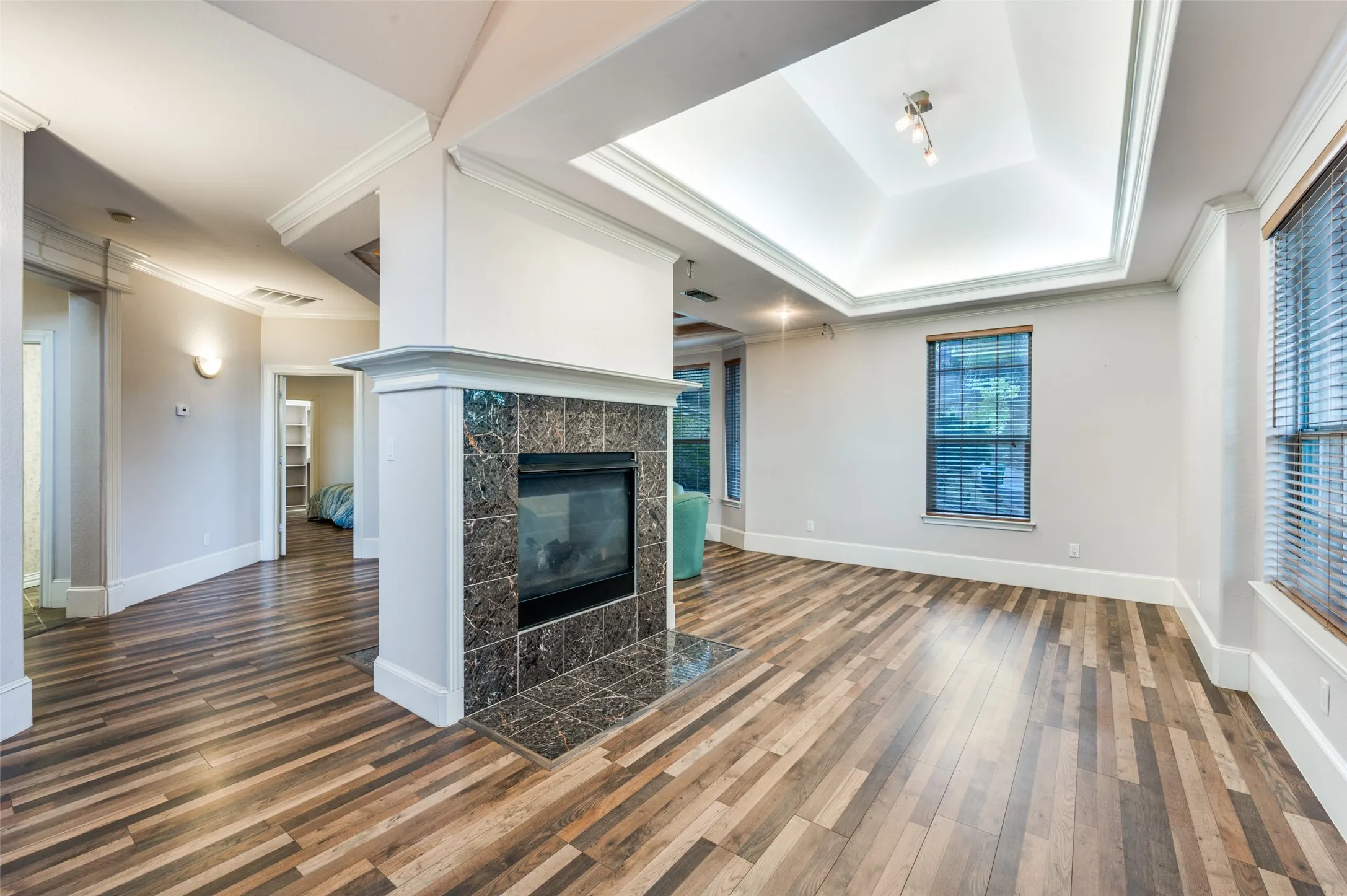 A roaring fire at the flip of a switch in this wonderful family area.
