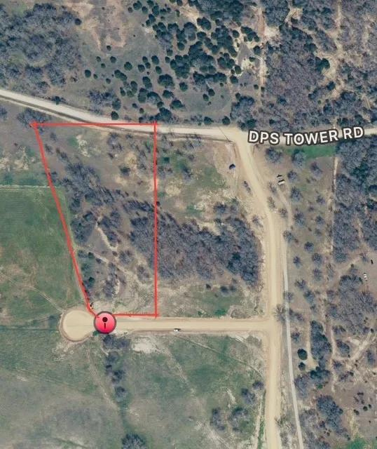 Aerial view of property parcel outlined in red