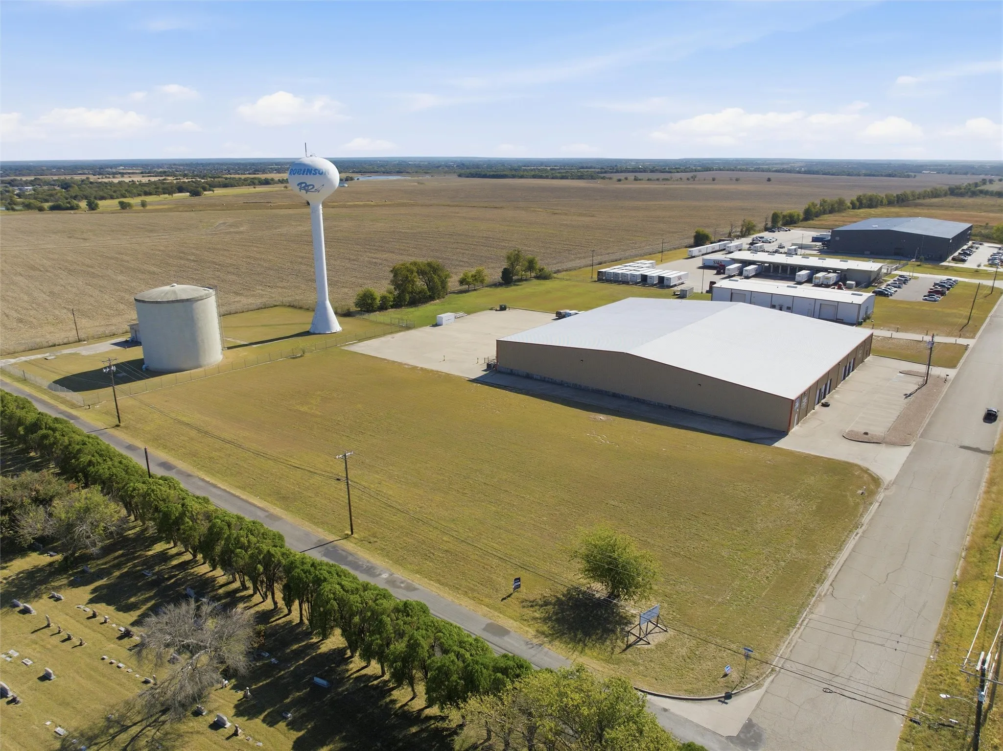 Aerial view of sparsely populated area