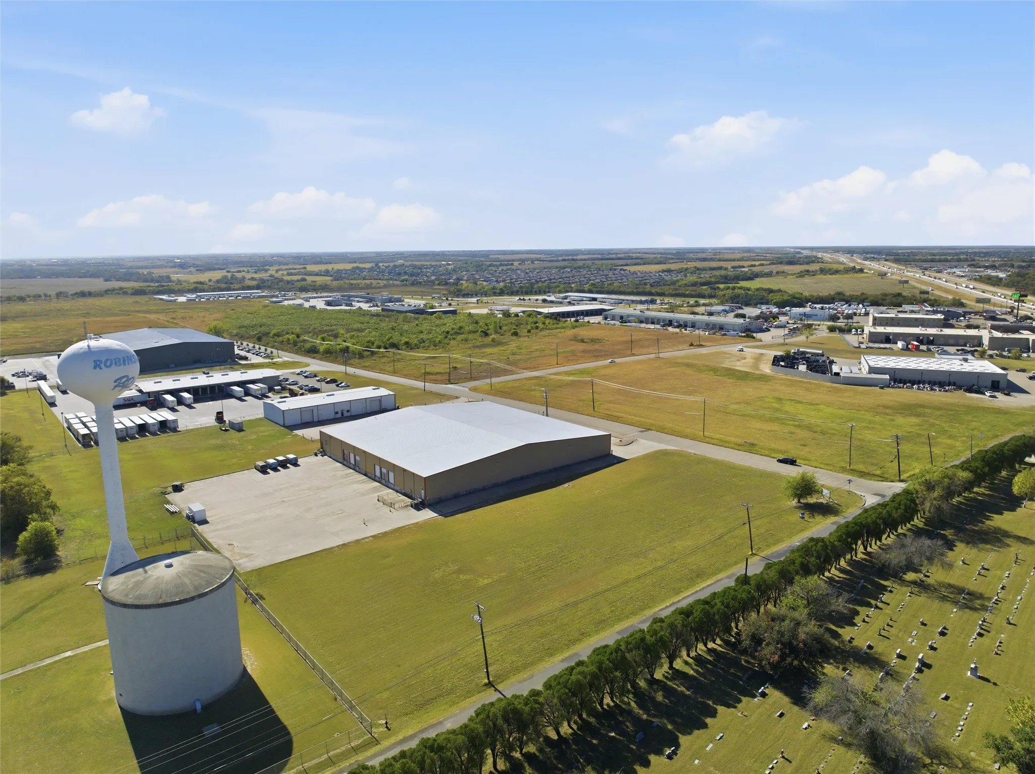 Aerial view of an industrial area
