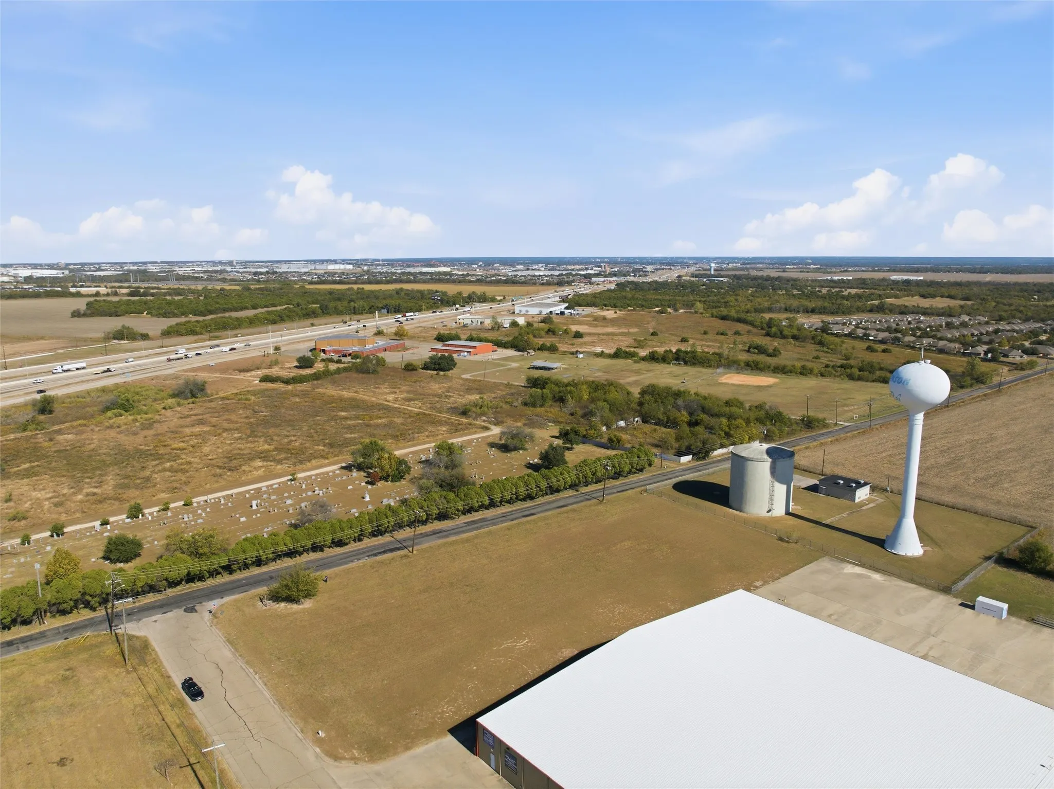 Drone / aerial view of a major roadway