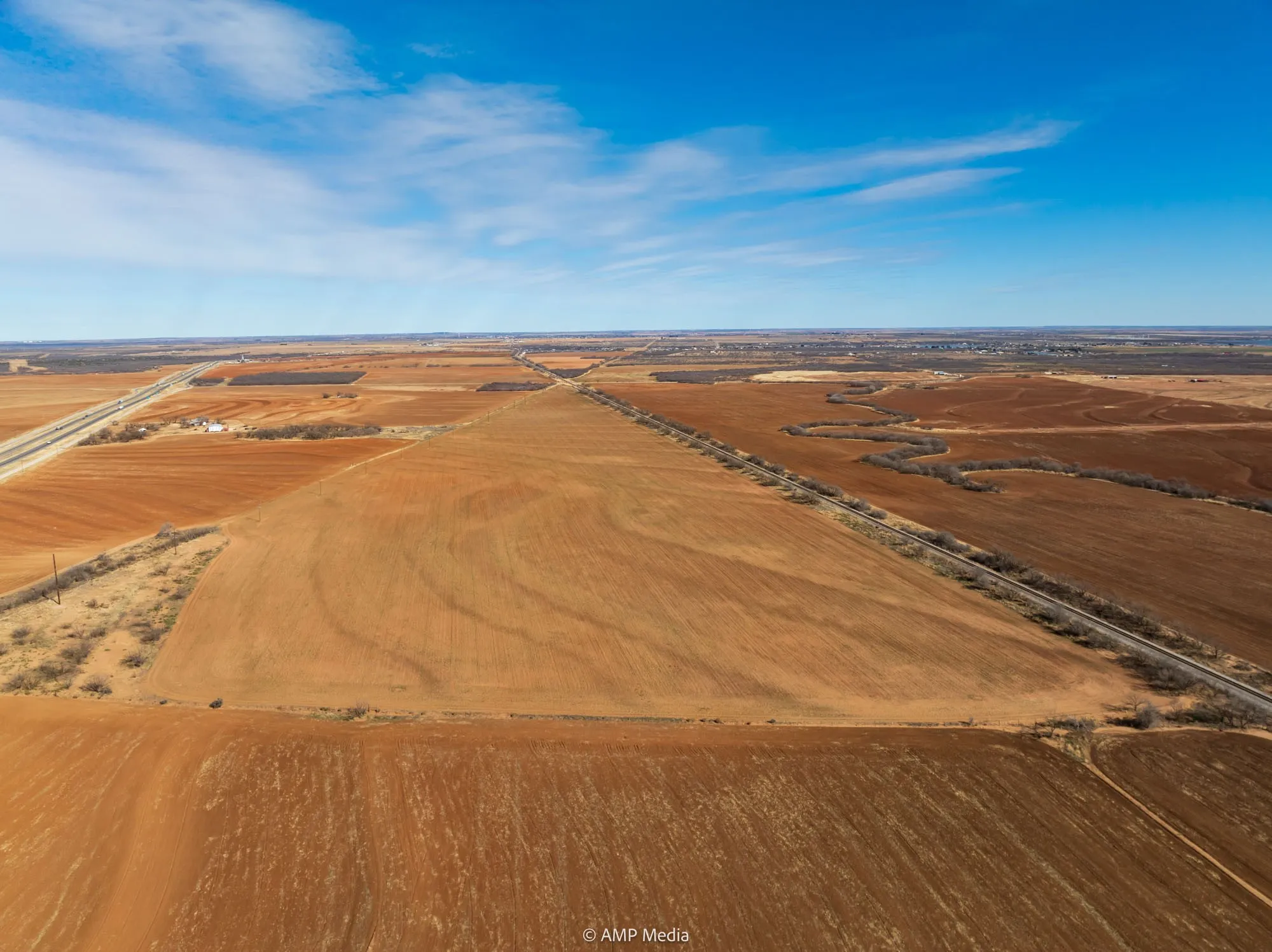 Aerial view of sparsely populated area