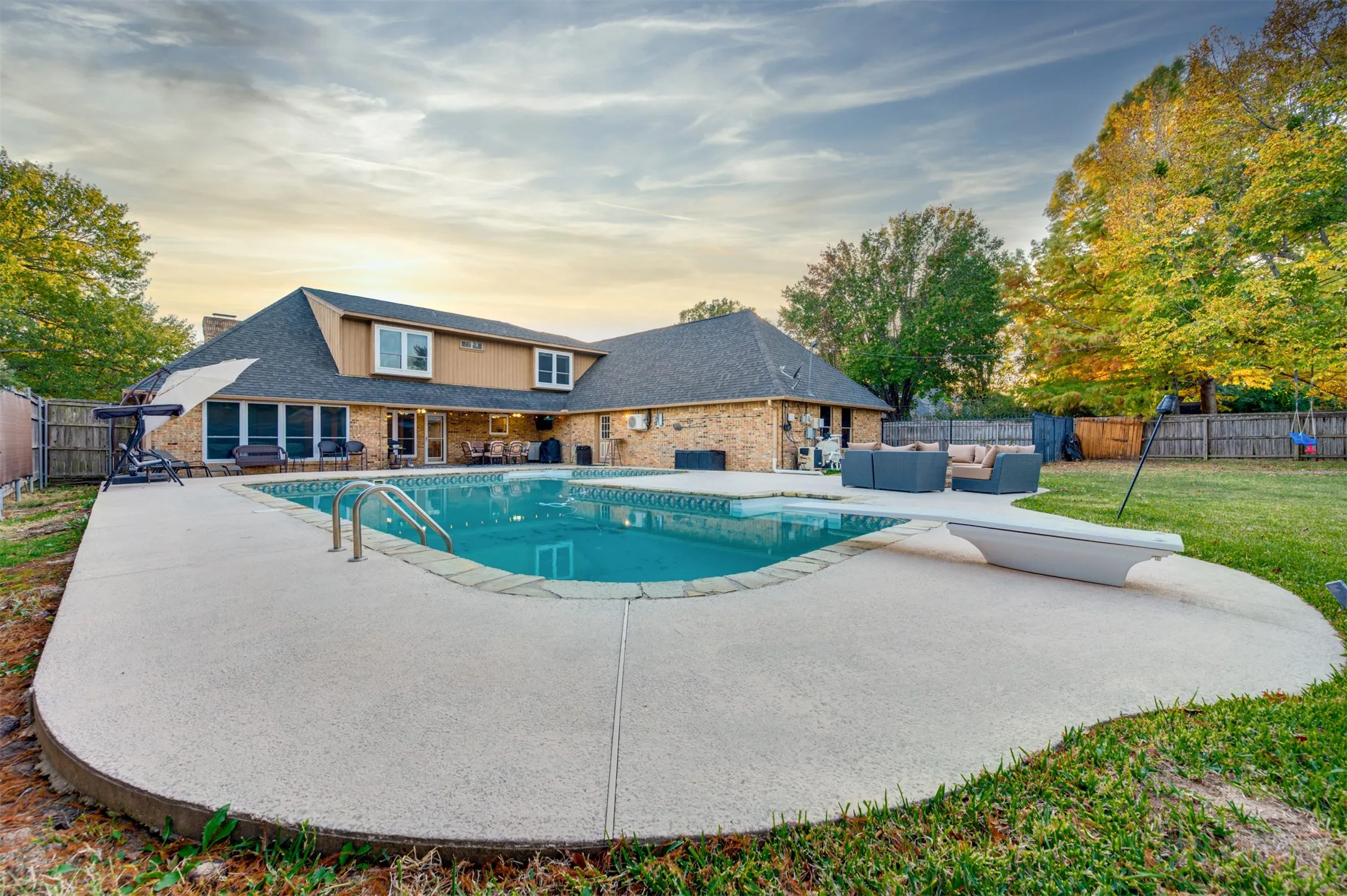Extra large pool with deep end diving board