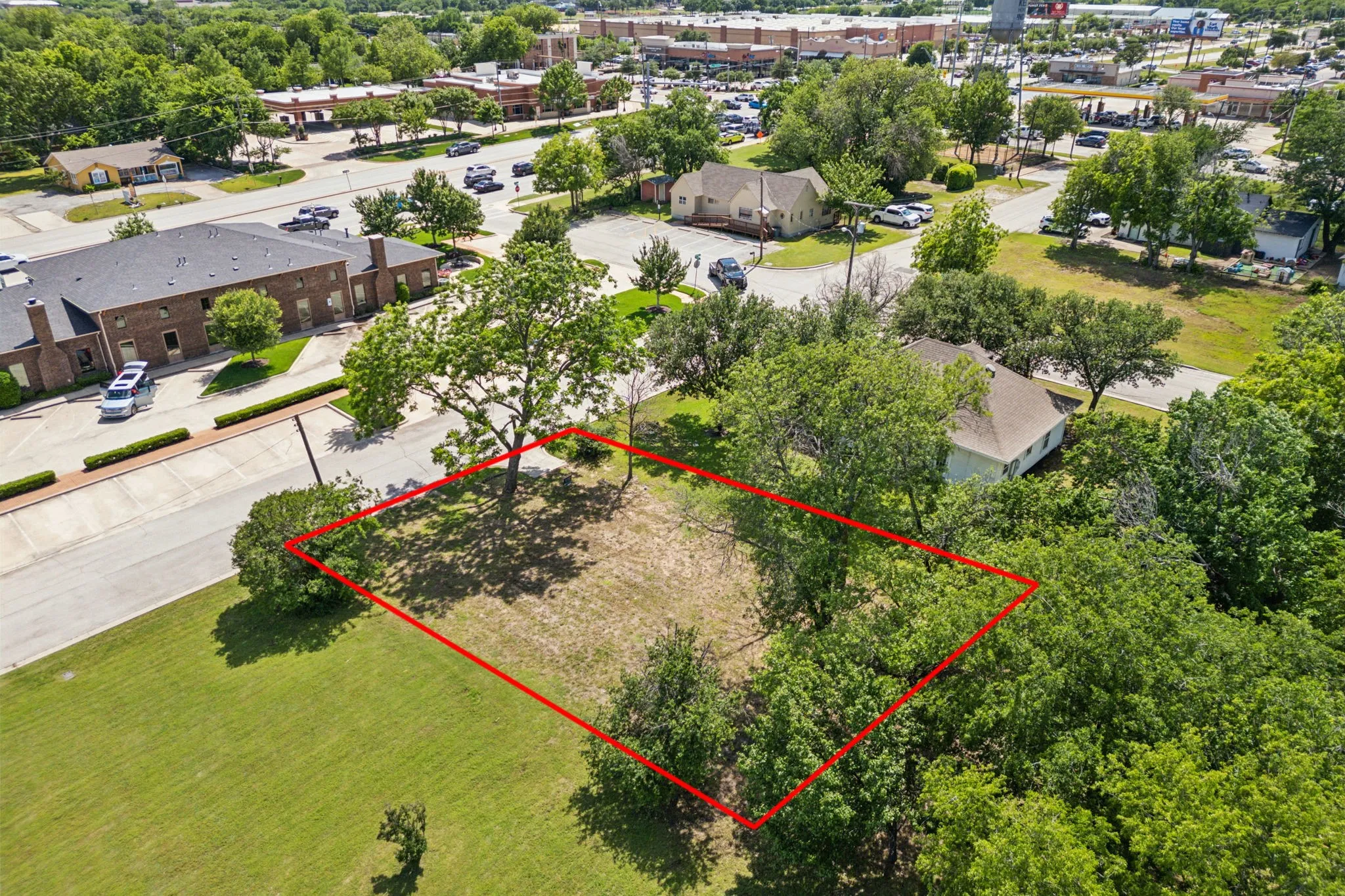 Aerial view of property's location with property boundaries highlighted