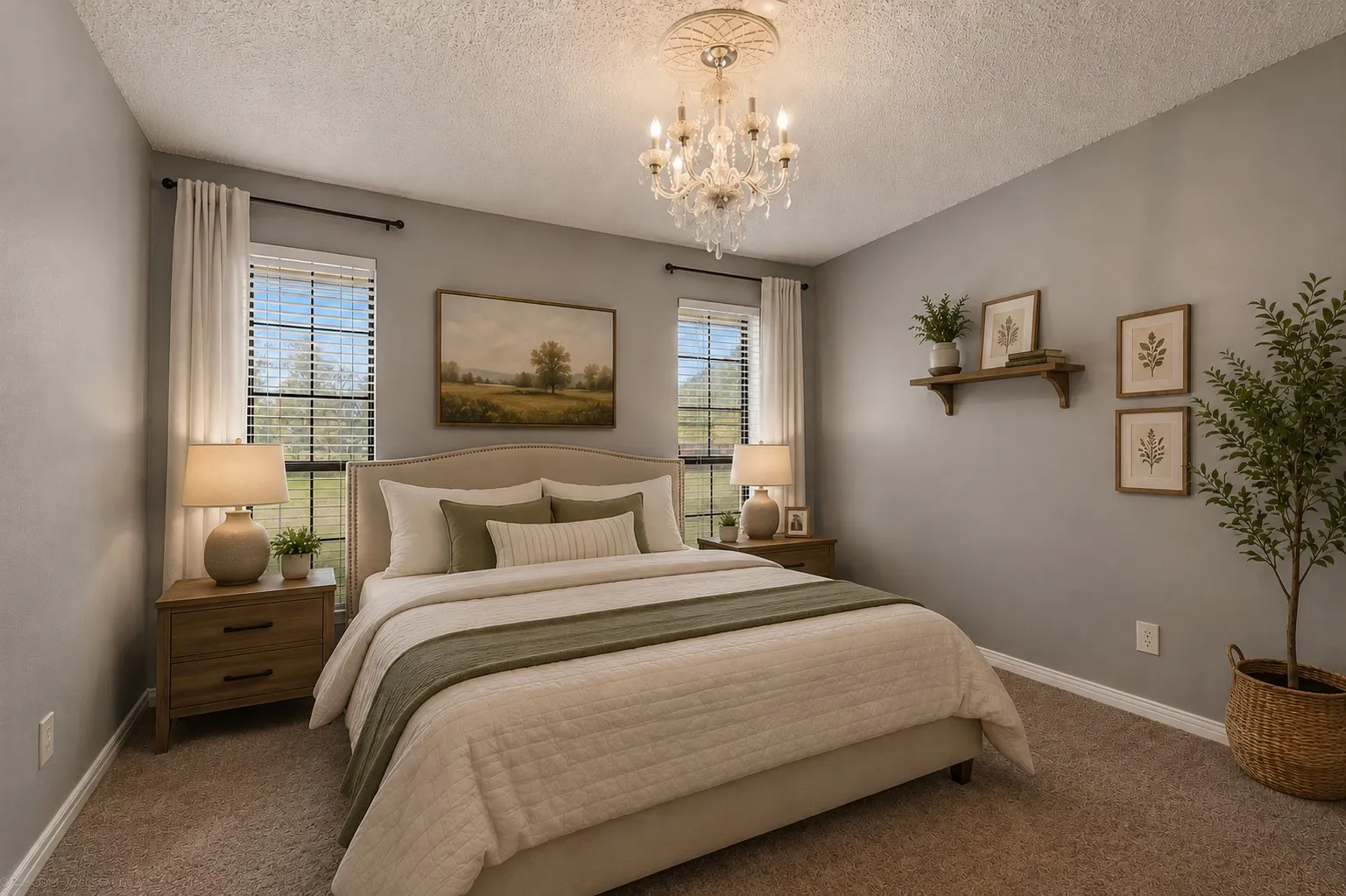 Virtually staged Bedroom