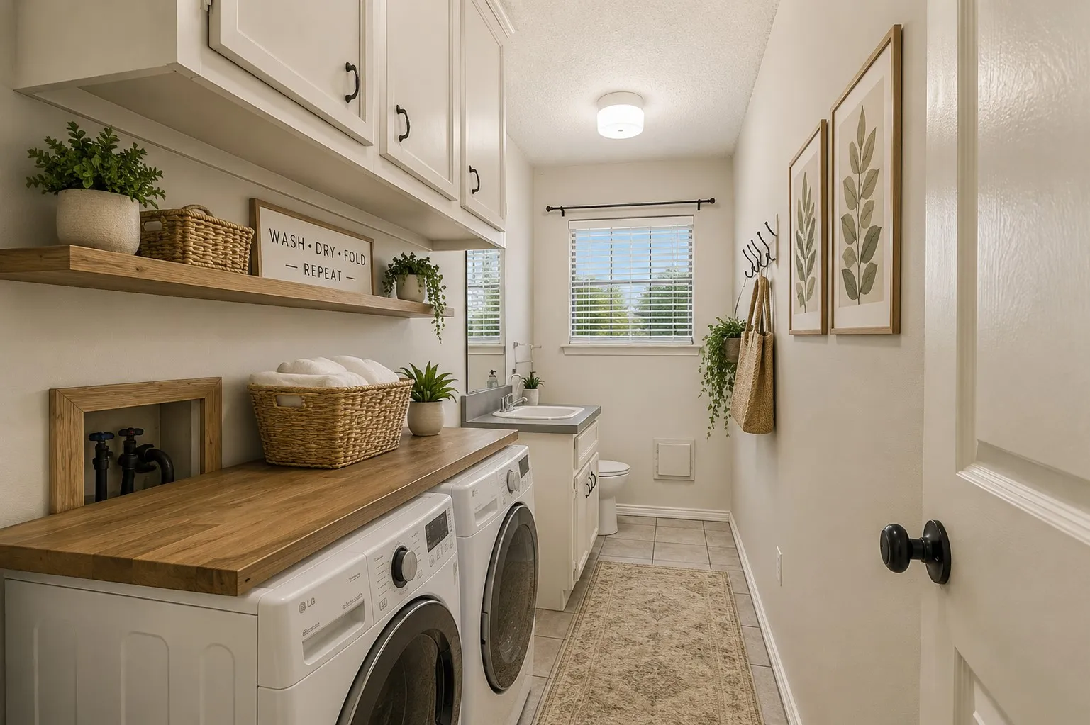 Virtually staged Laundry room