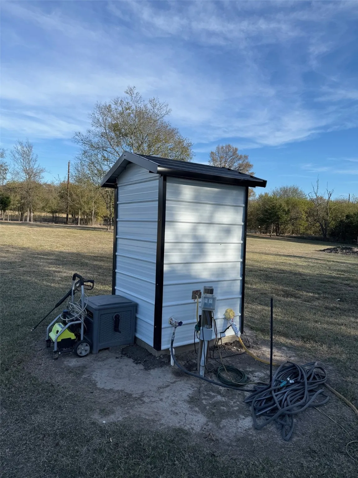 View of well shed and electrial outlets