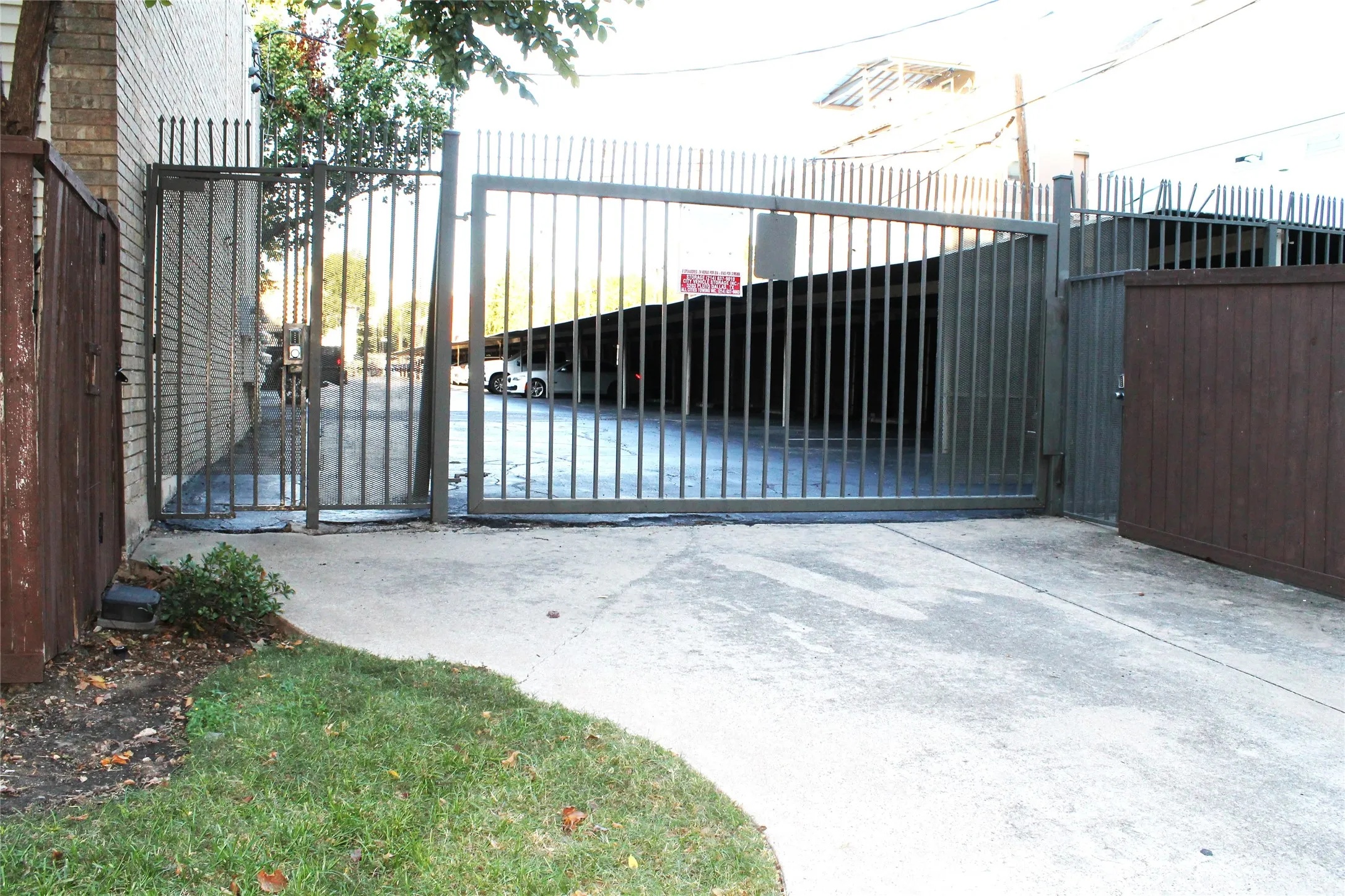 Gate with a patio area