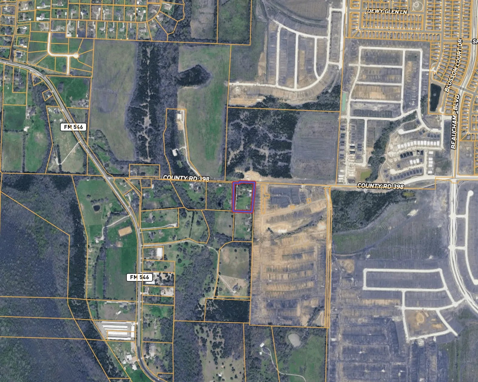 Map of property location with property parcel outlined