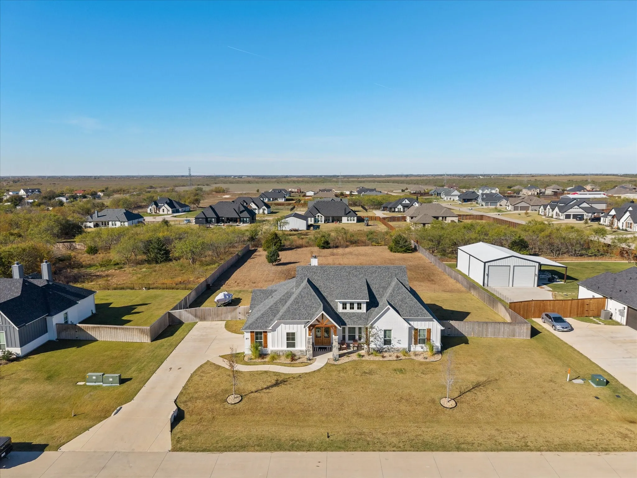Aerial view of residential area