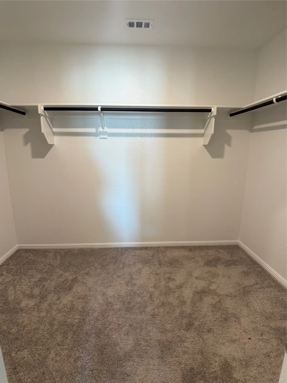 Spacious closet with carpet floors