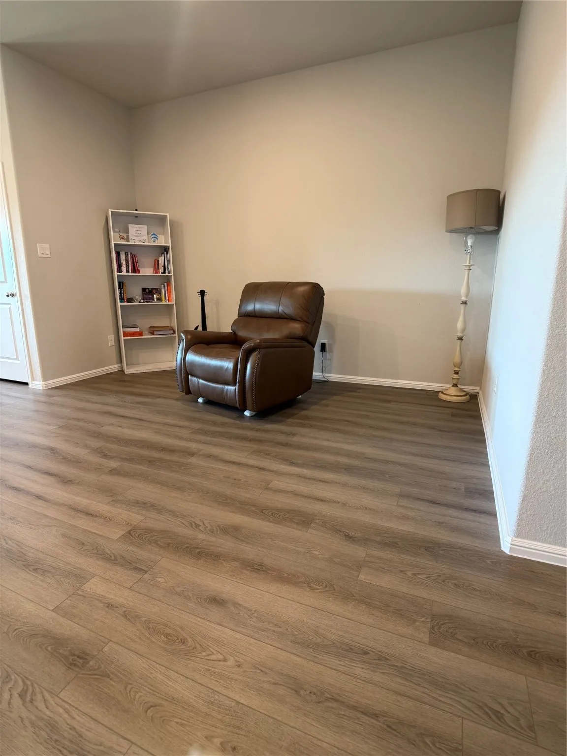 Living area with wood finished floors