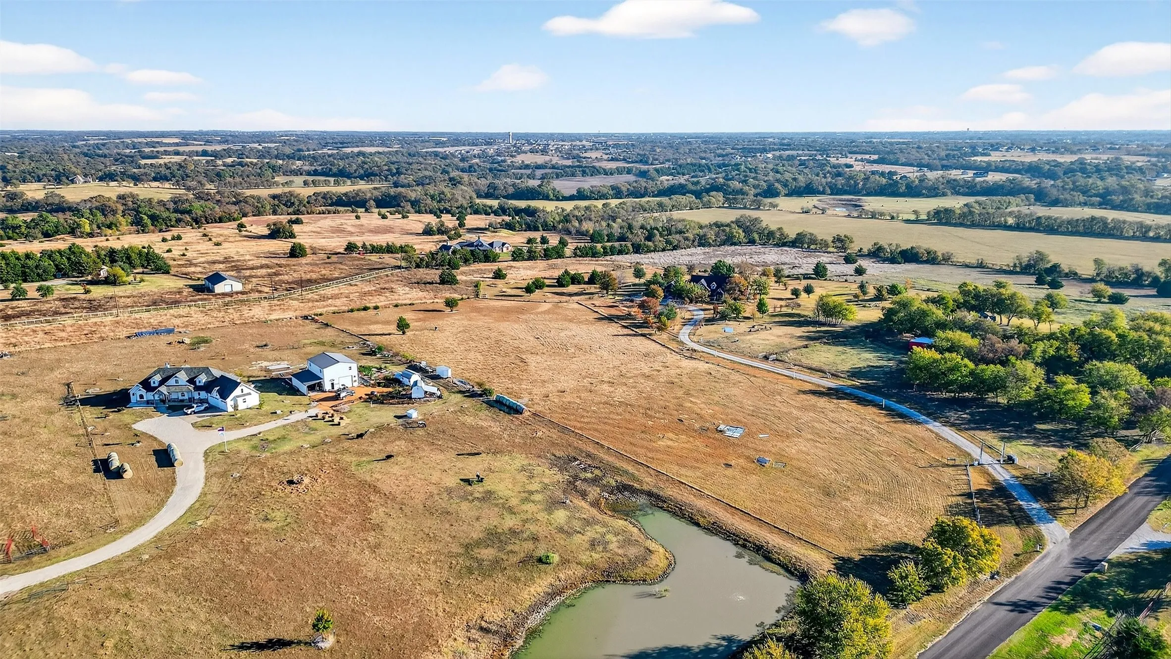 Aerial view of sparsely populated area