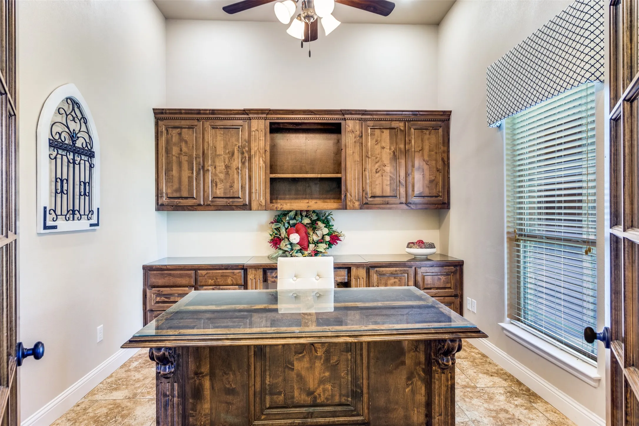 Custom desk and cabinets.