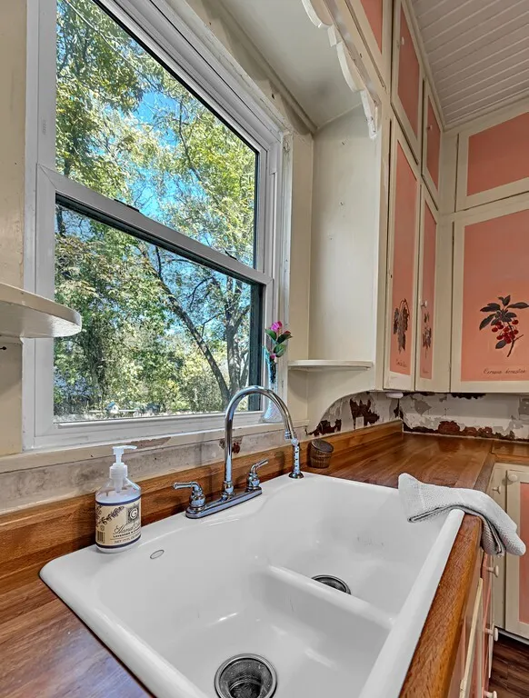 Kitchen featuring a sink and wood counters