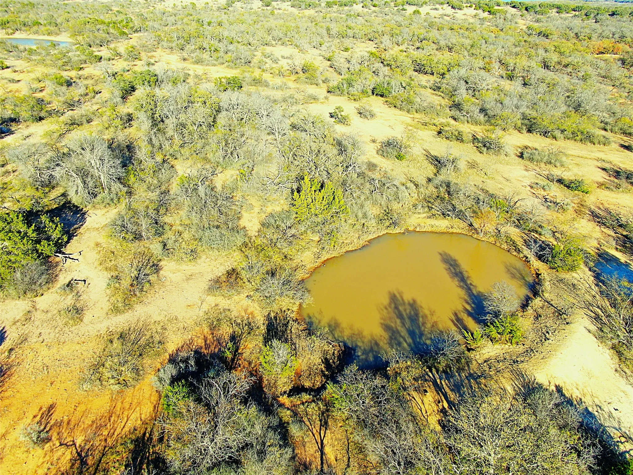 Aerial view of a nearby body of water