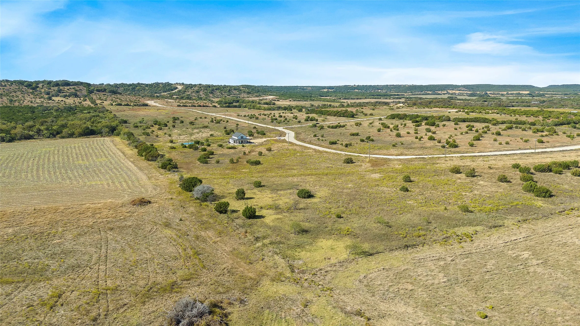 Aerial view of sparsely populated area