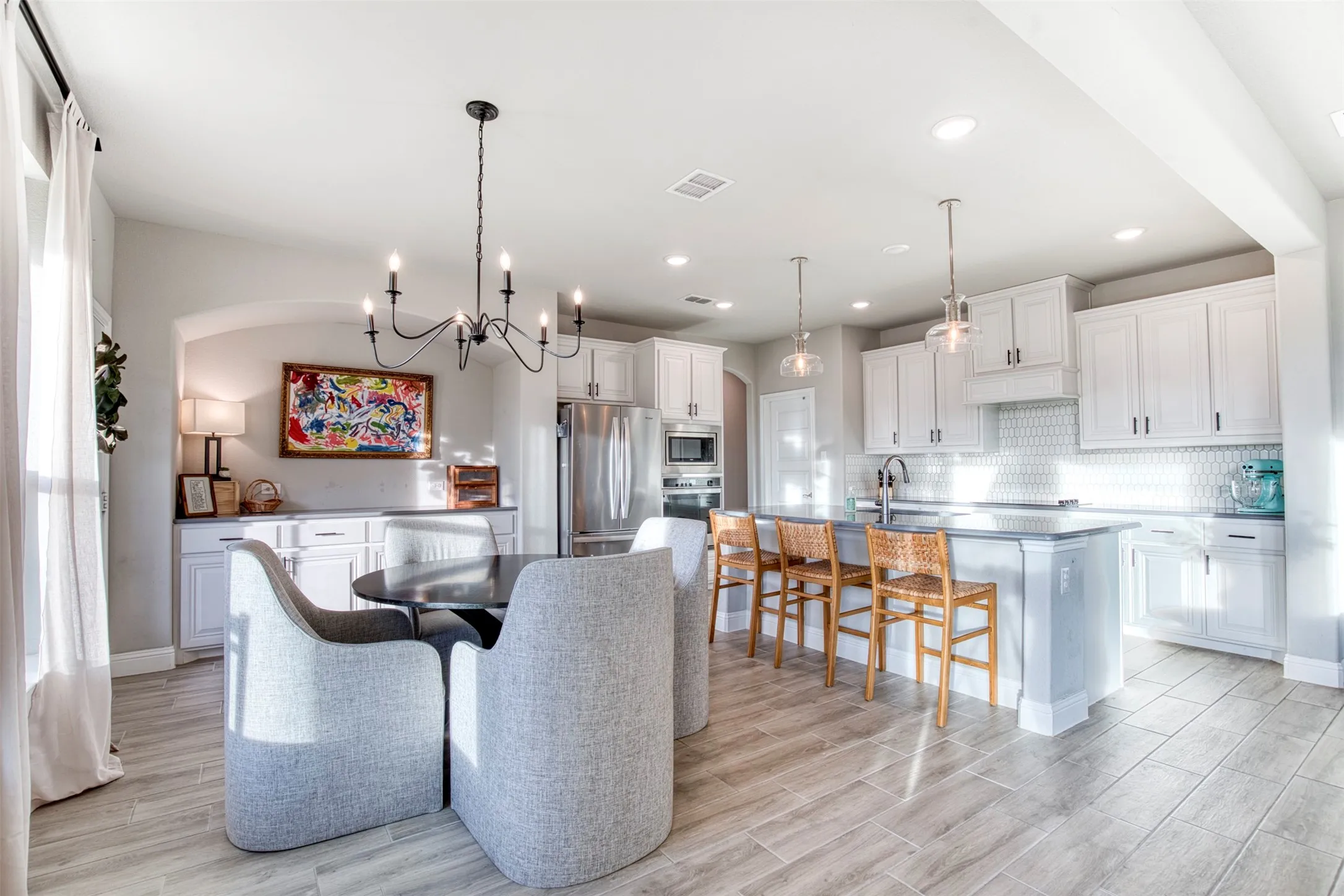 Open-concept dining room and kitchen.