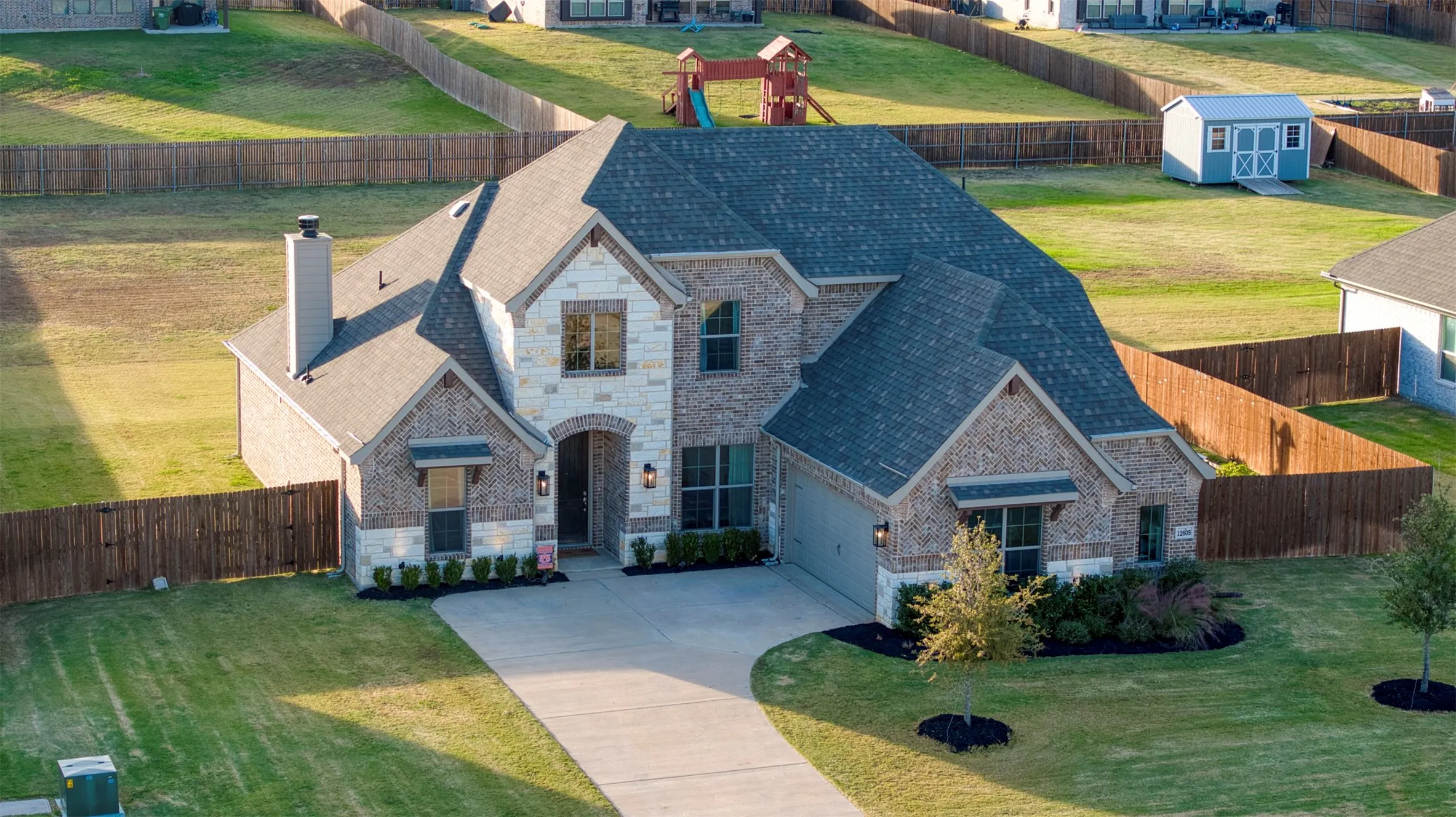 Aerial view of front of home.