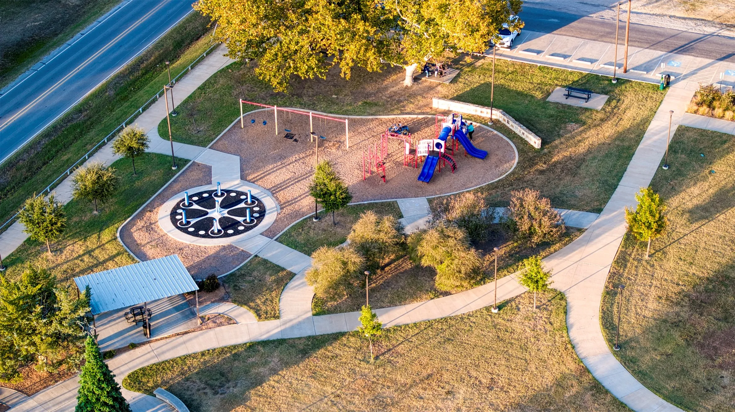 Aerial view of community park.