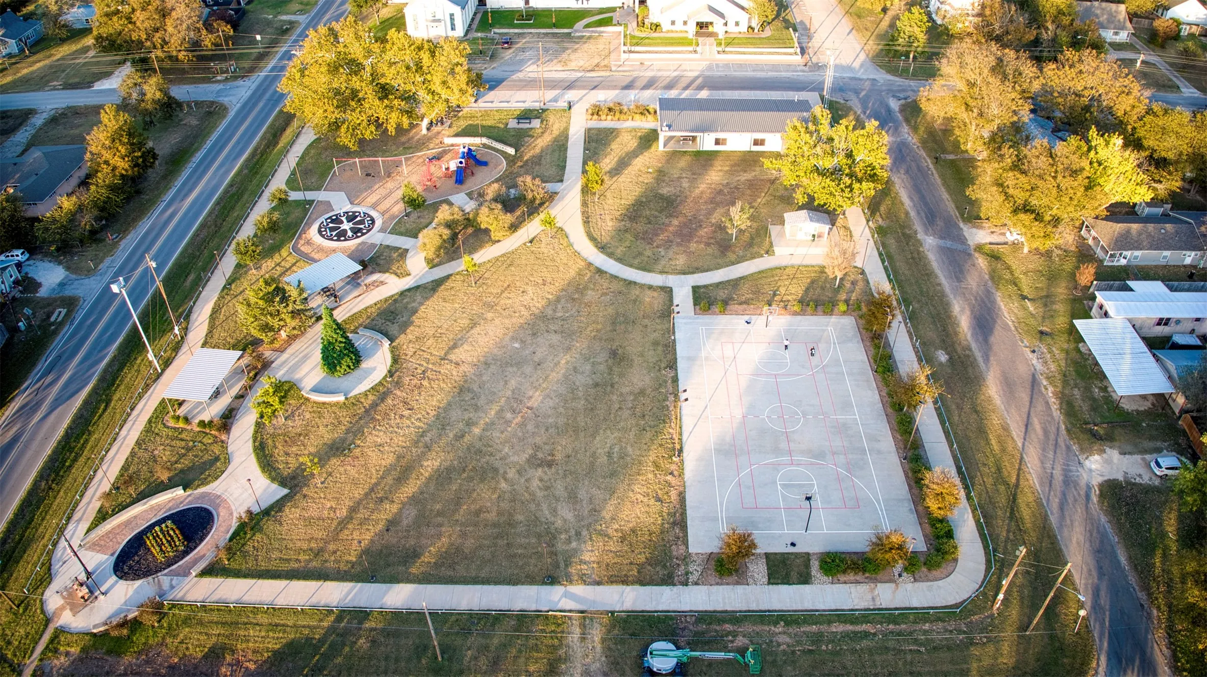 Aerial view of community park.