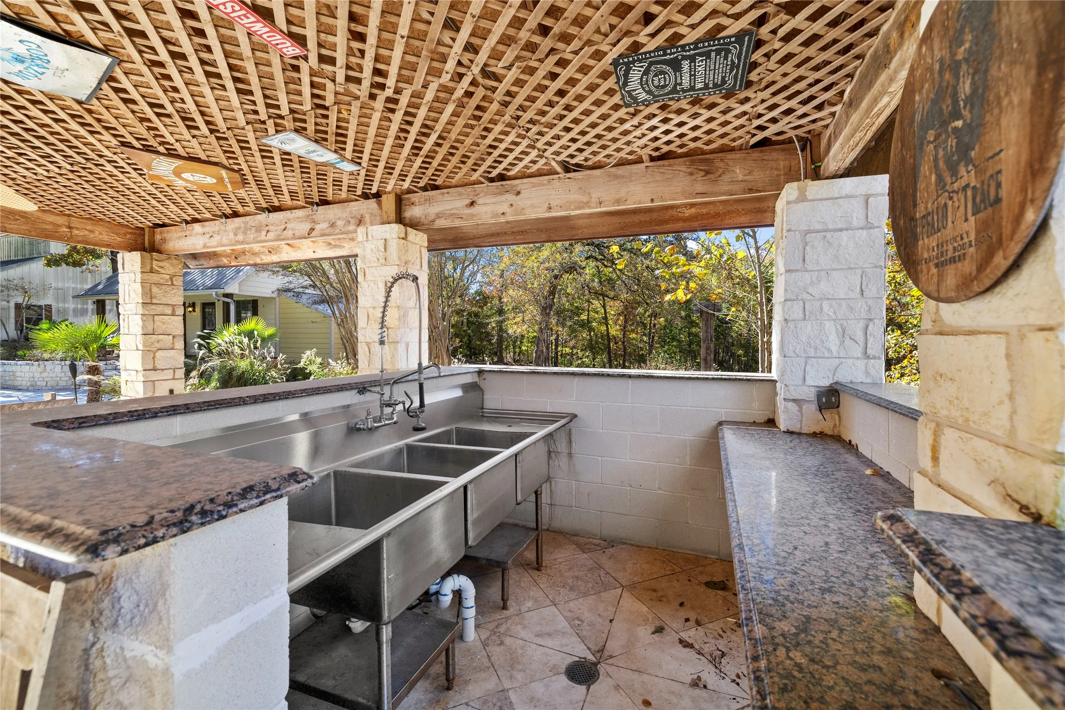 View of patio with an outdoor kitchen