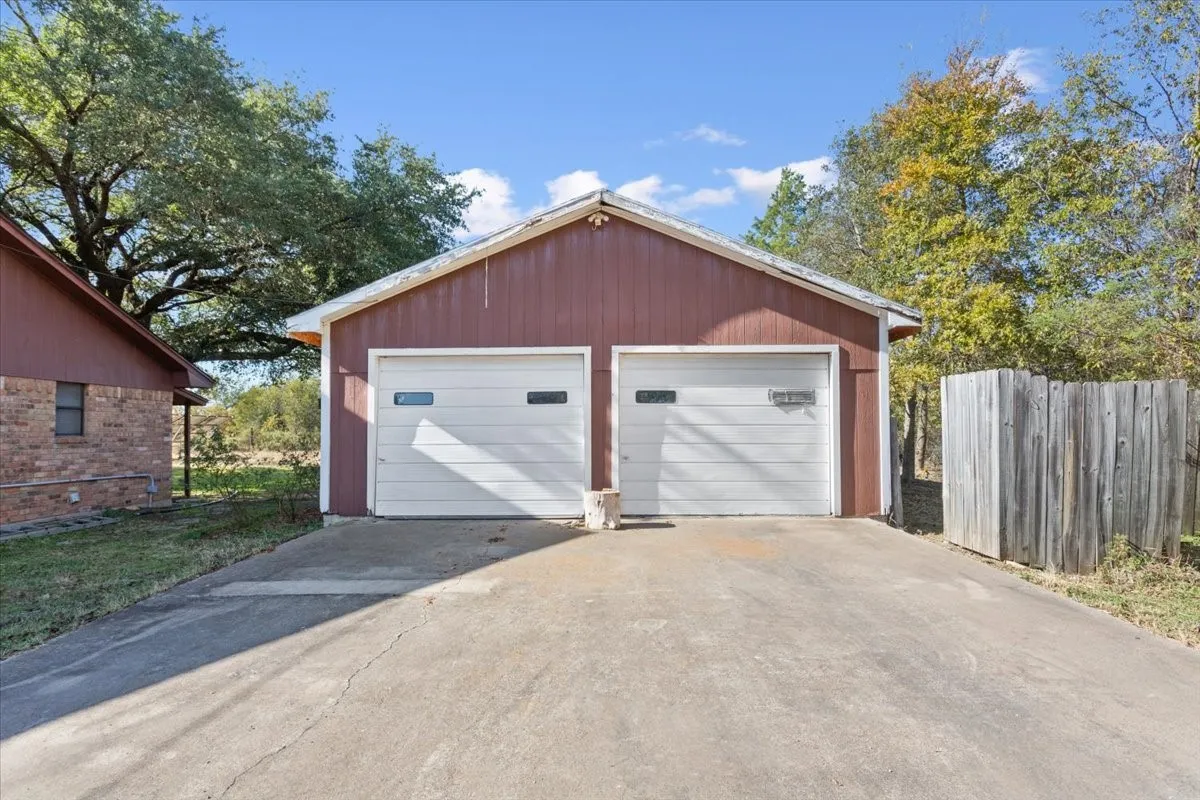 View of detached garage