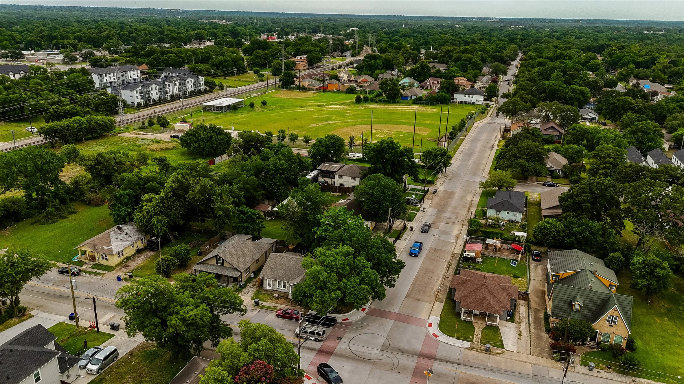 Aerial view of residential area
