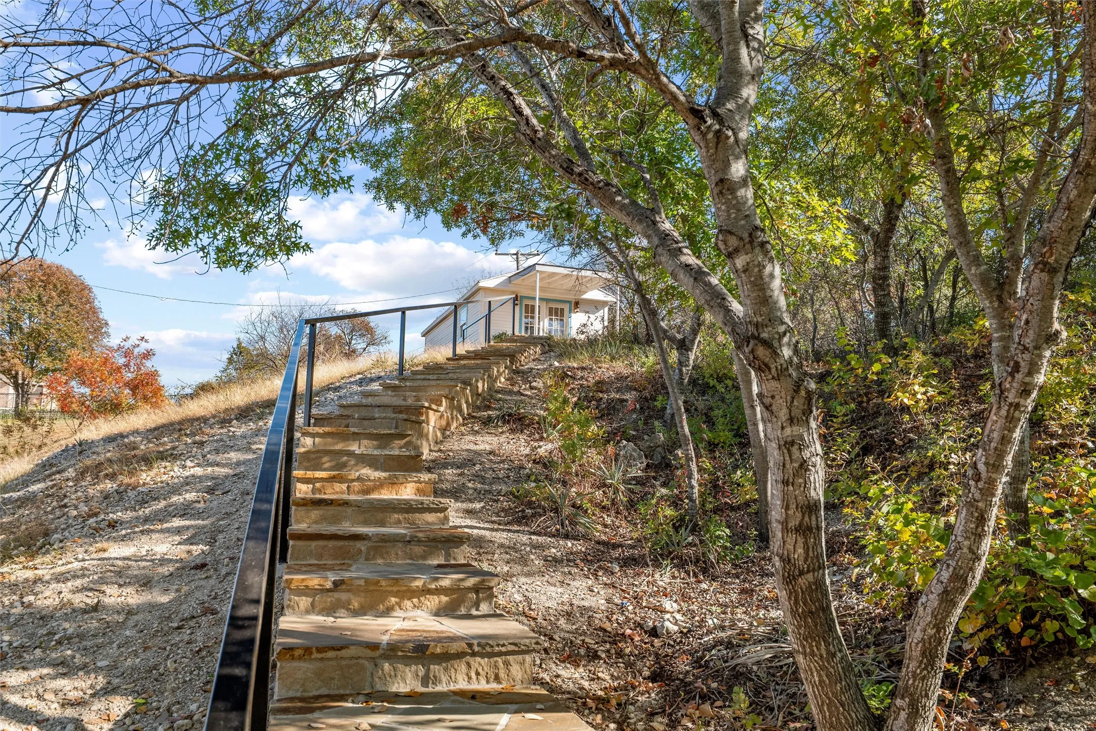 View of steps leading to the guest house