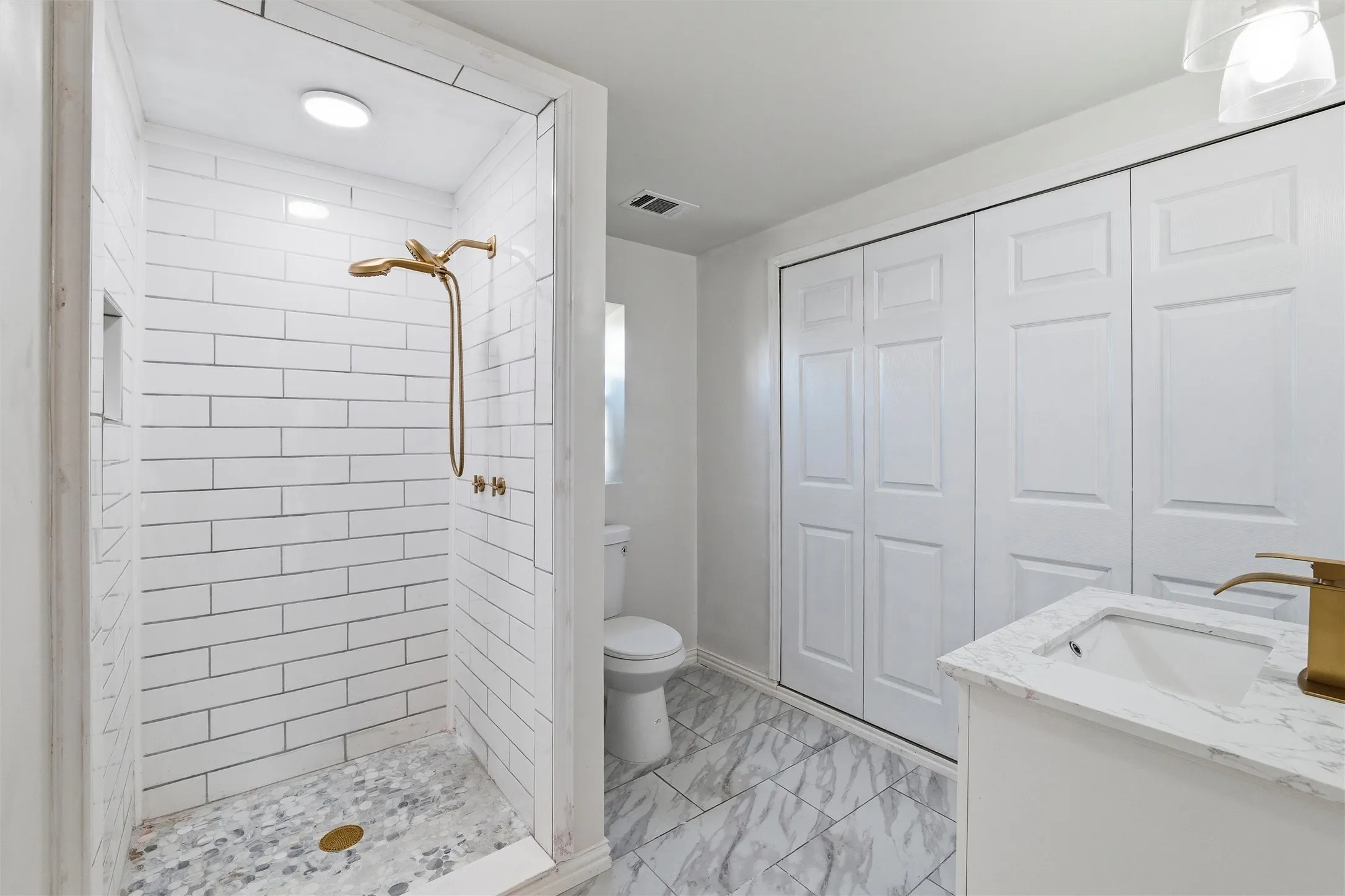 Guest house bath with walk-in shower