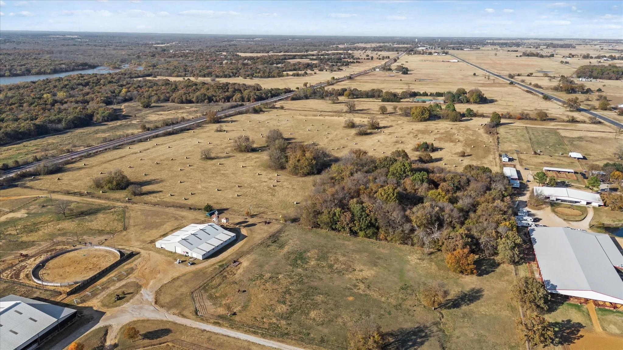 Aerial view of property's location with rural landscape