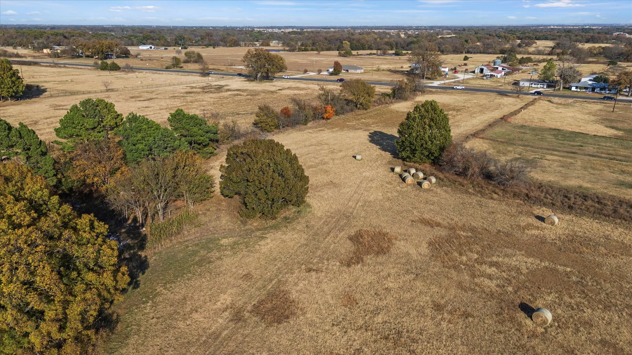 Aerial overview of property's location with rural landscape