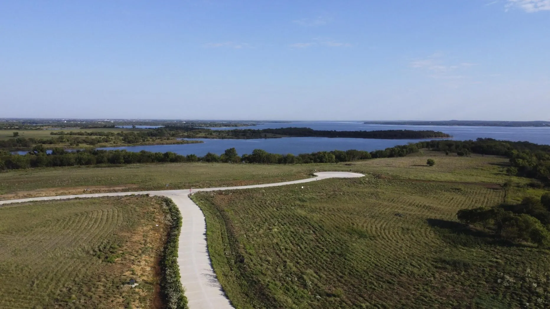 Bird's eye view of a nearby body of water