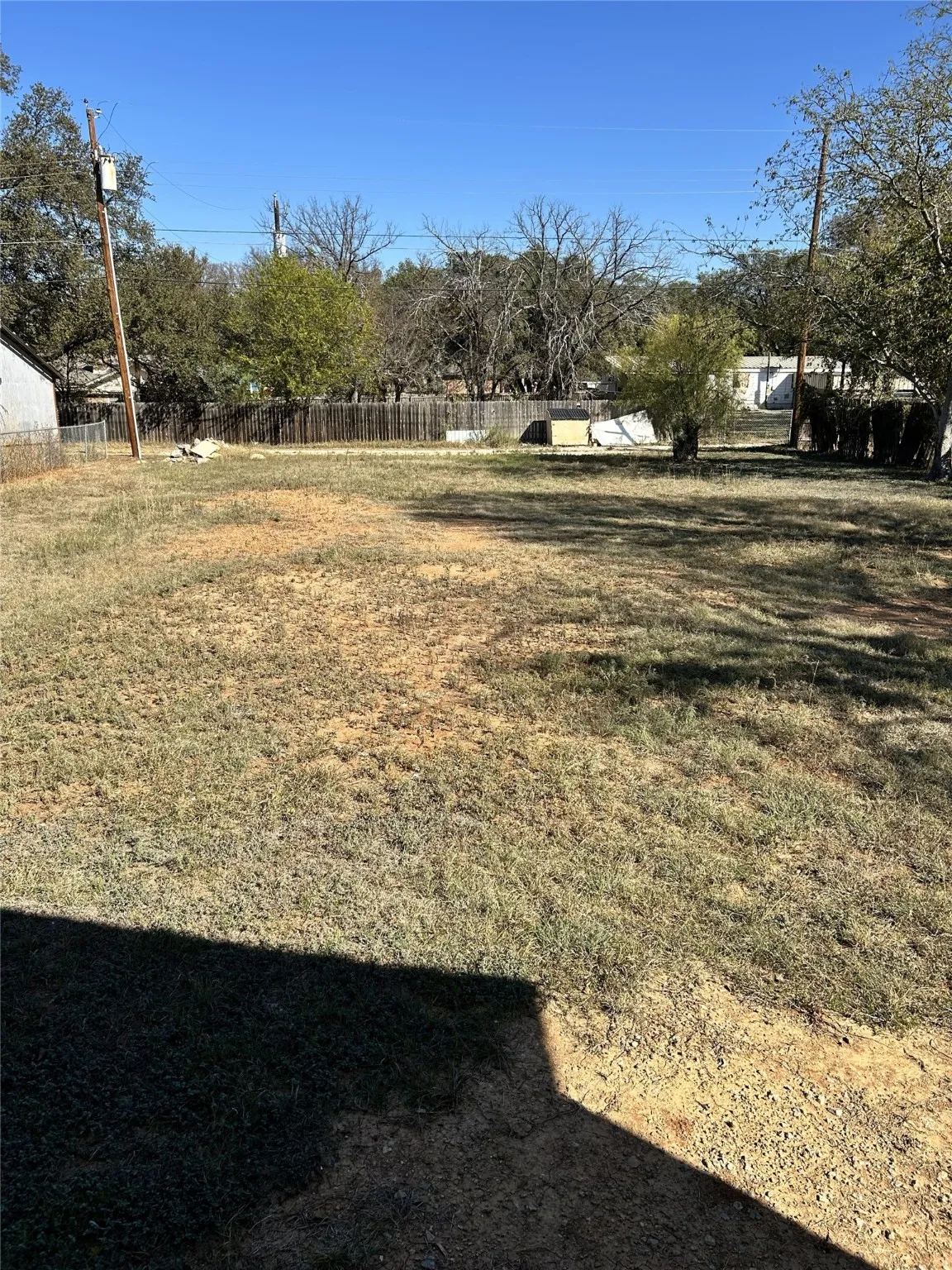 Large back yard viewed from the back door