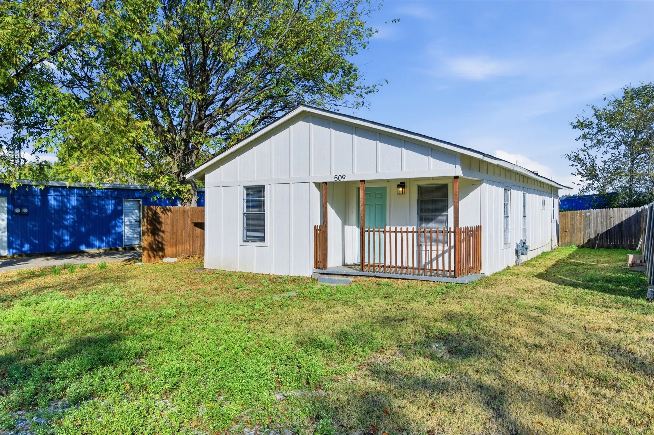 View of front facade featuring board and batten siding