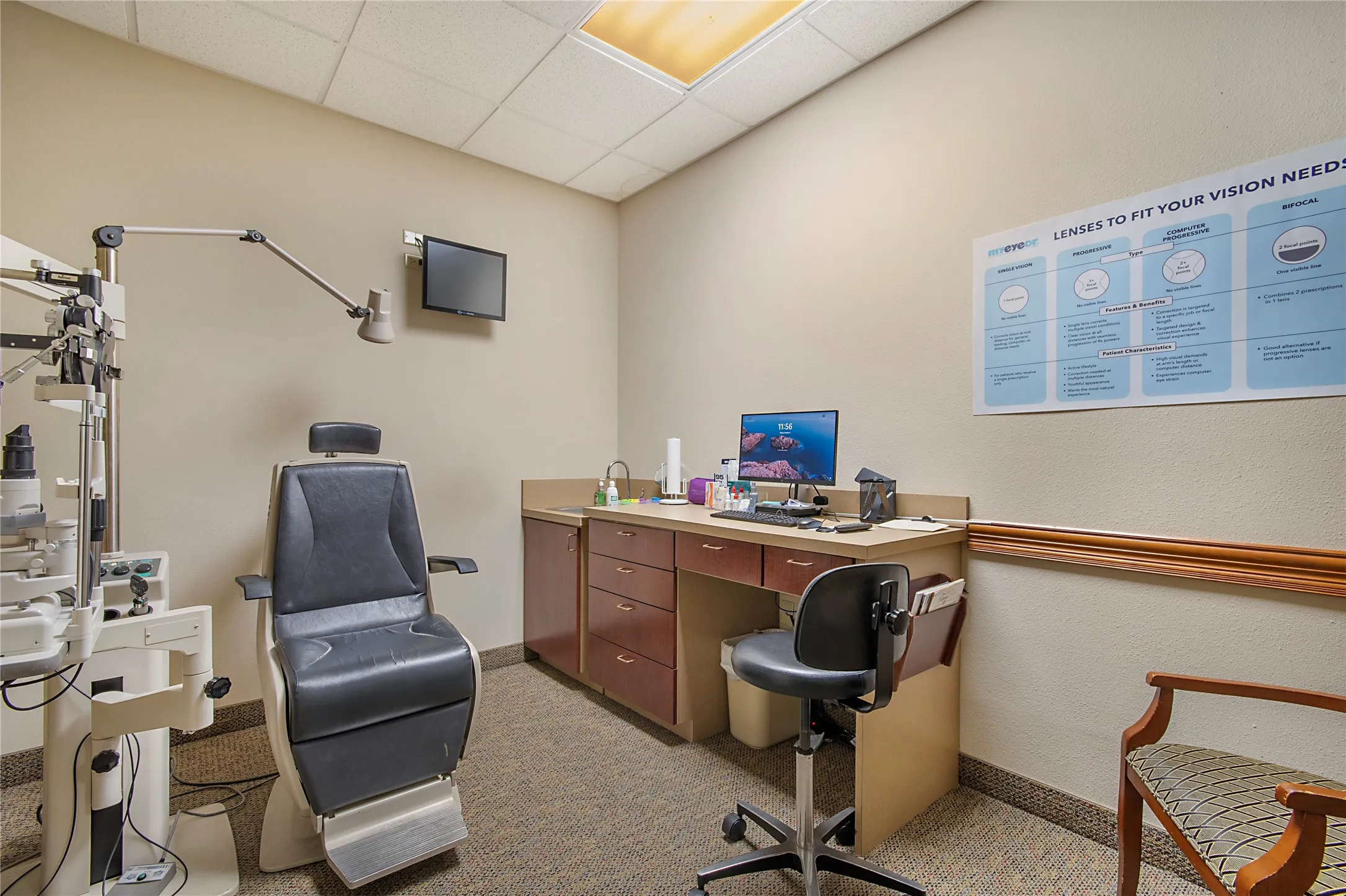 Office featuring a drop ceiling