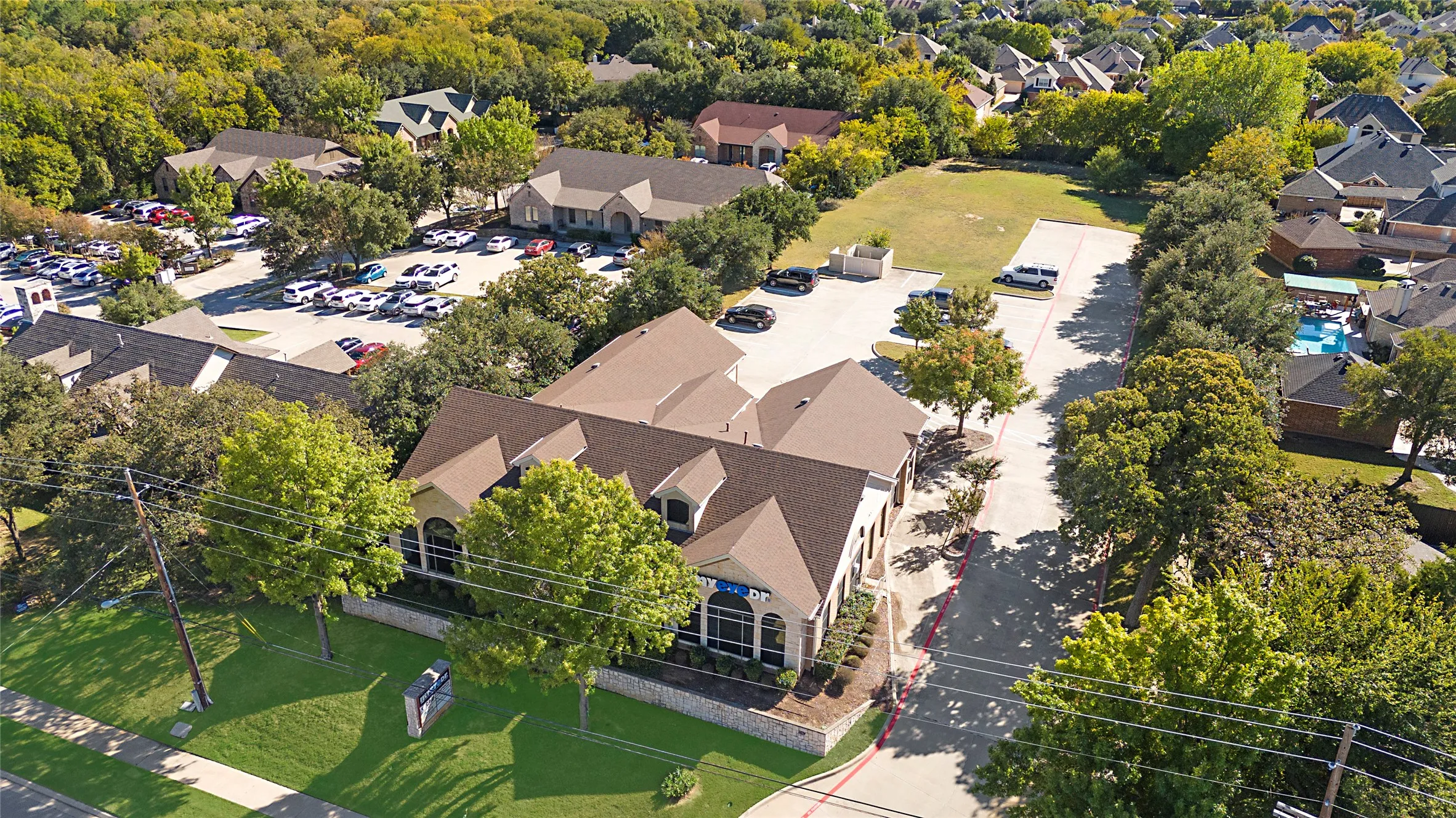 Aerial perspective of suburban area