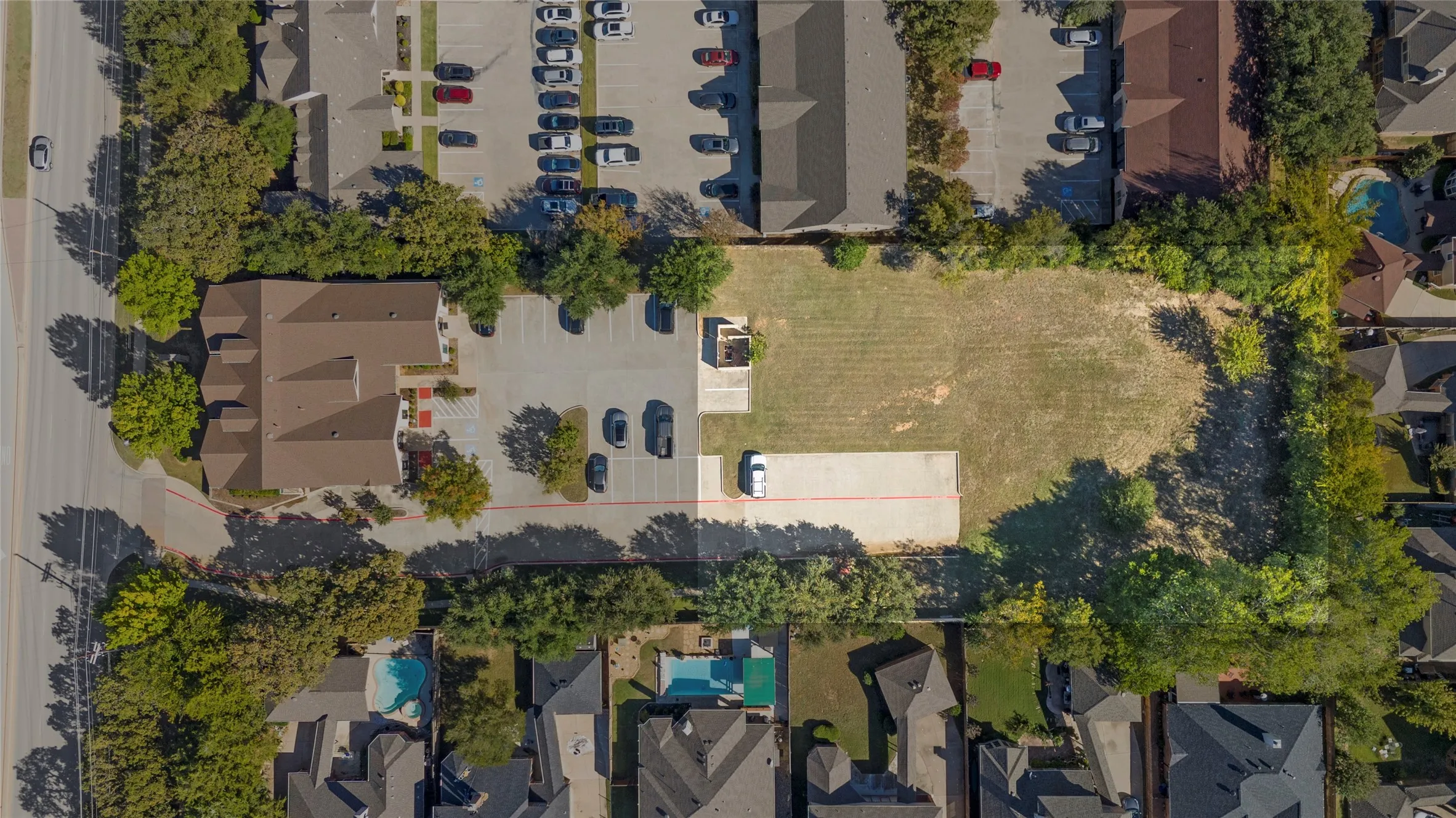 Aerial perspective of suburban area