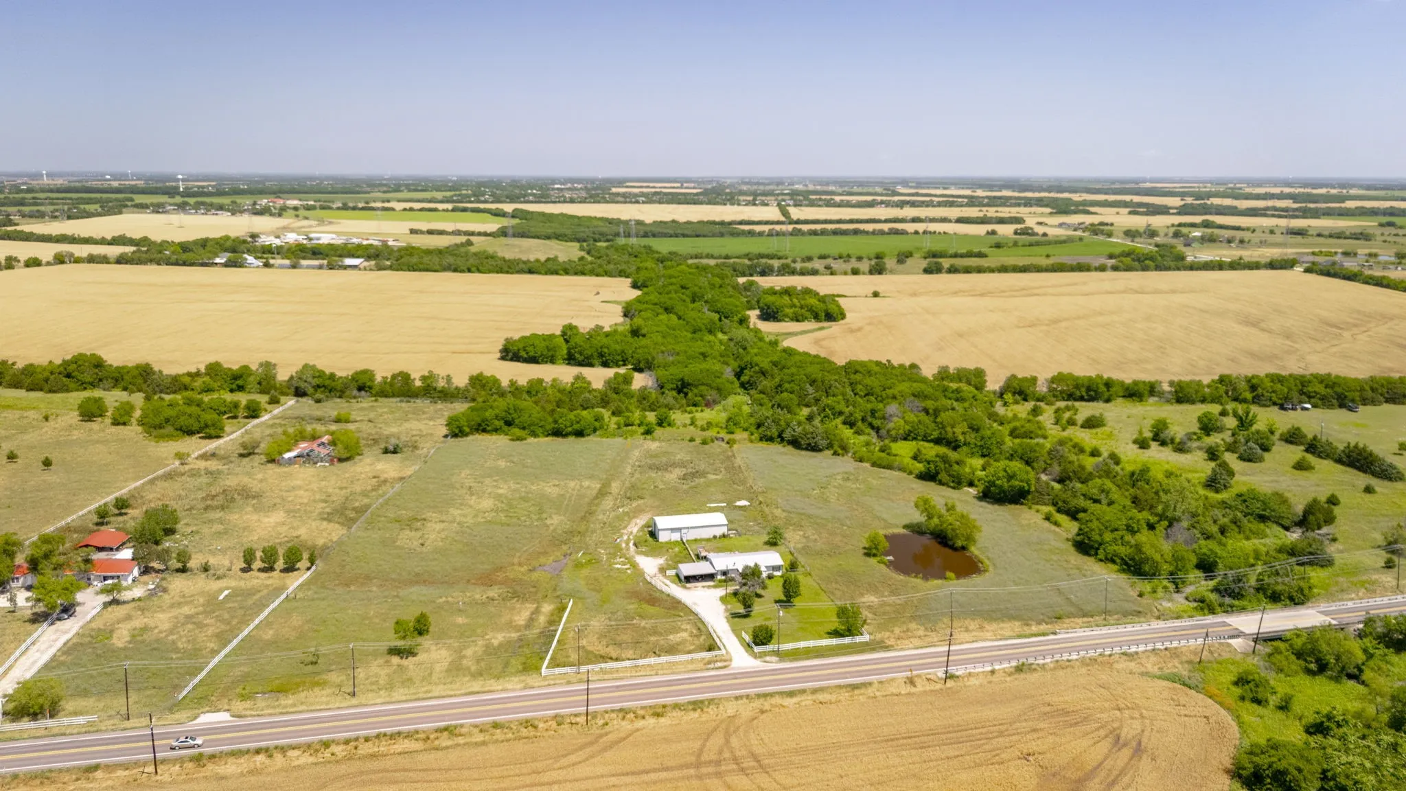 Overview of rural landscape featuring abundant farmland