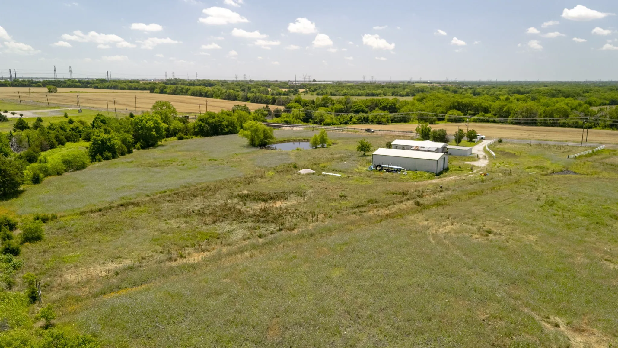 Aerial view of sparsely populated area