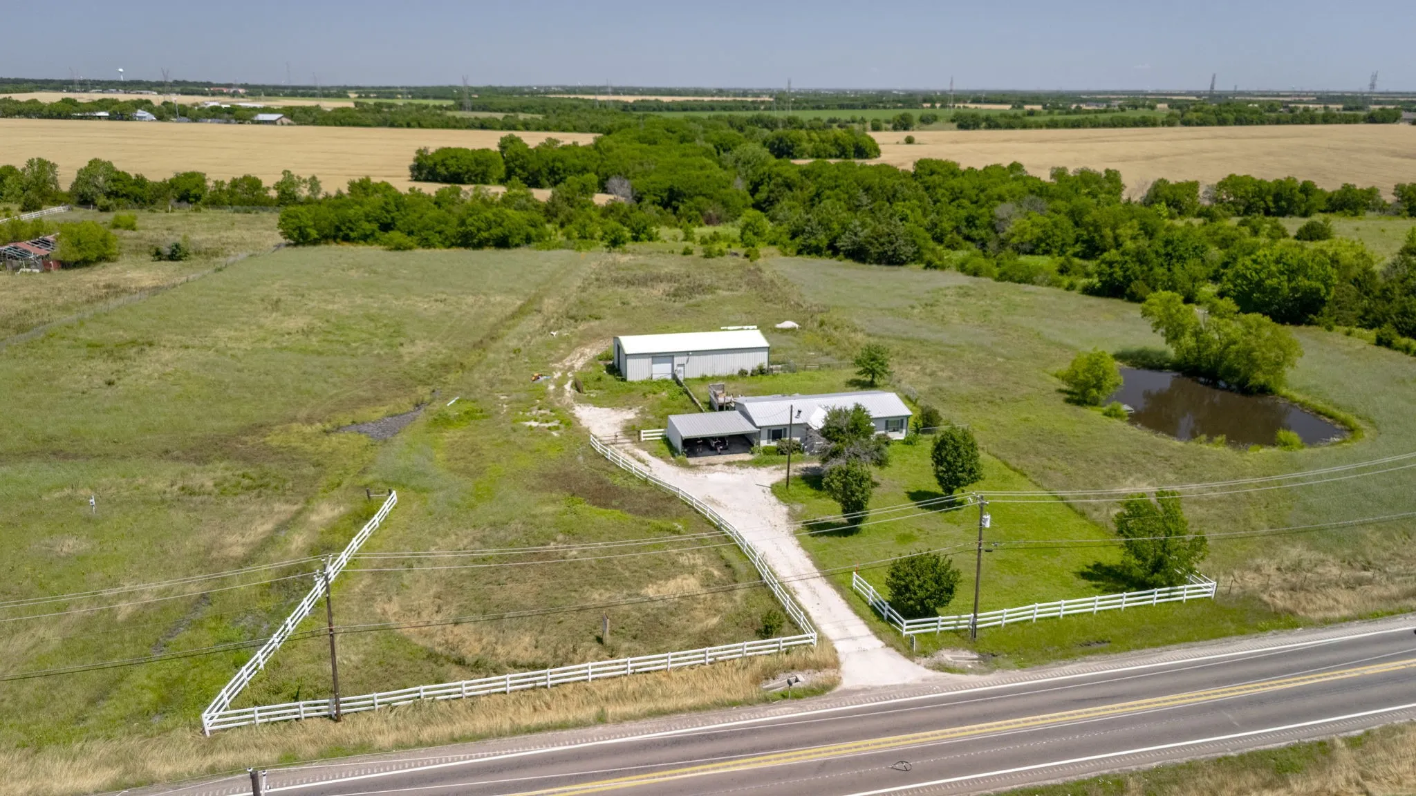 Aerial view of sparsely populated area