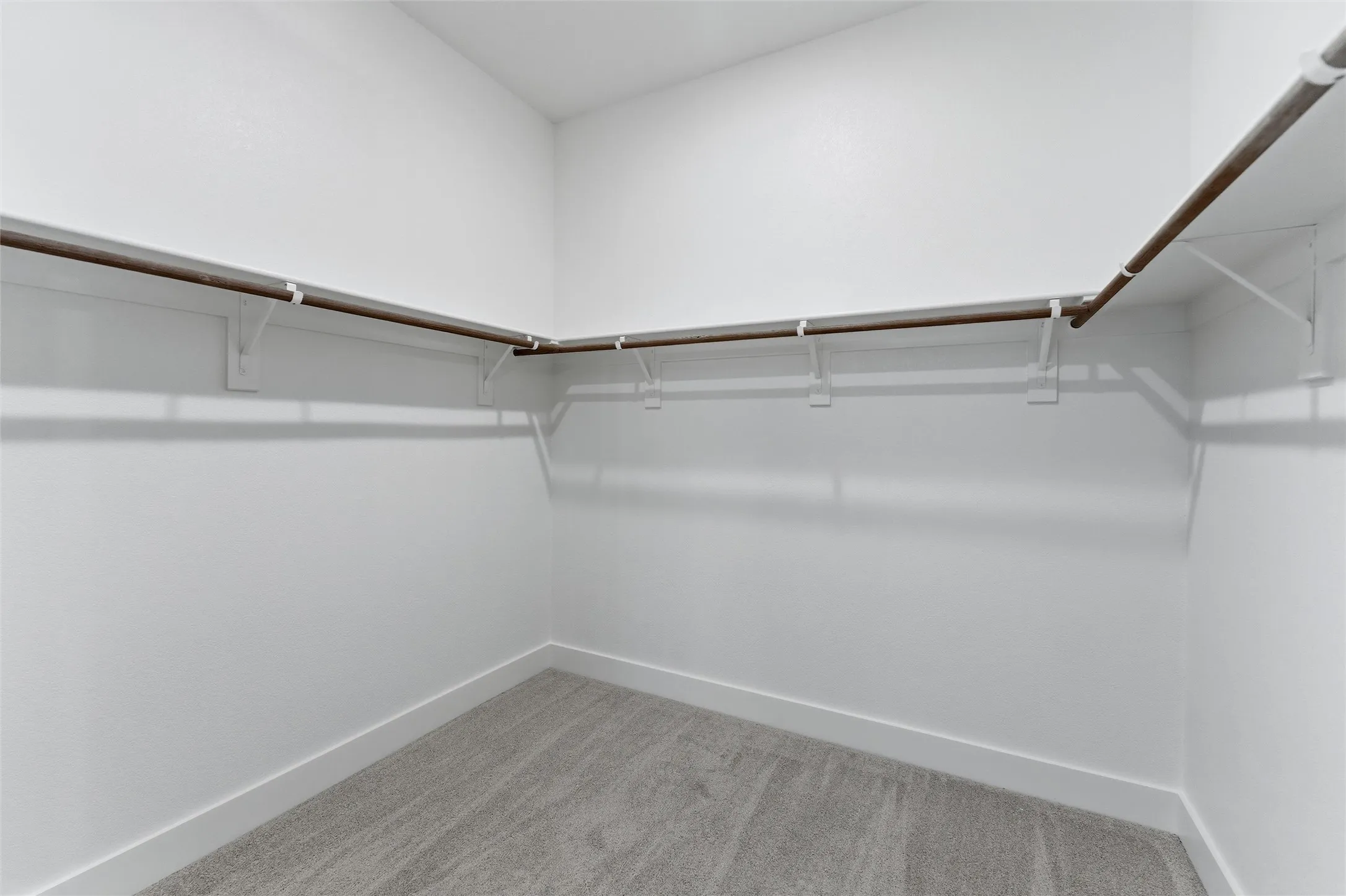 Walk in closet featuring light carpet
