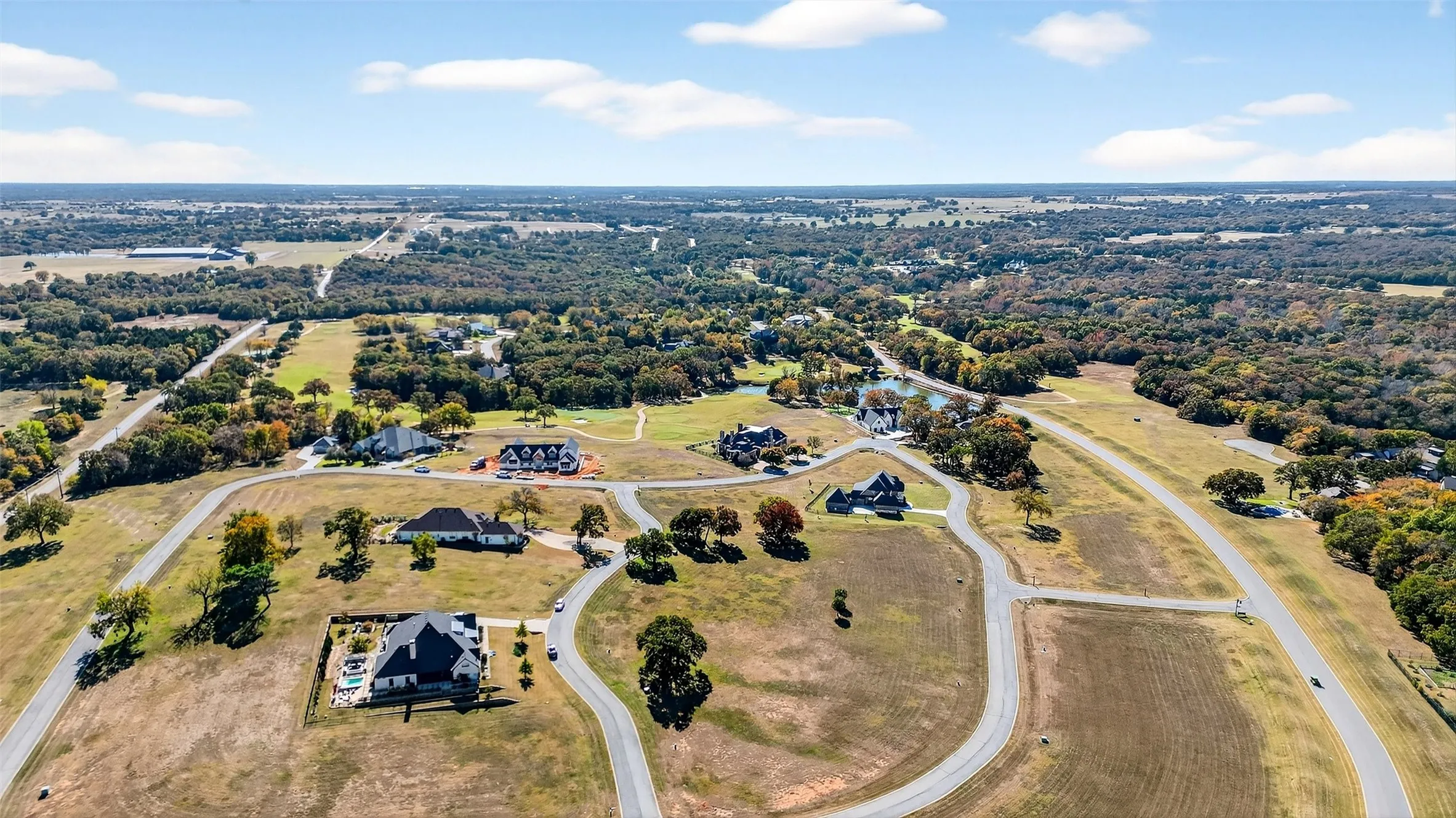Aerial view of a tree filled landscape