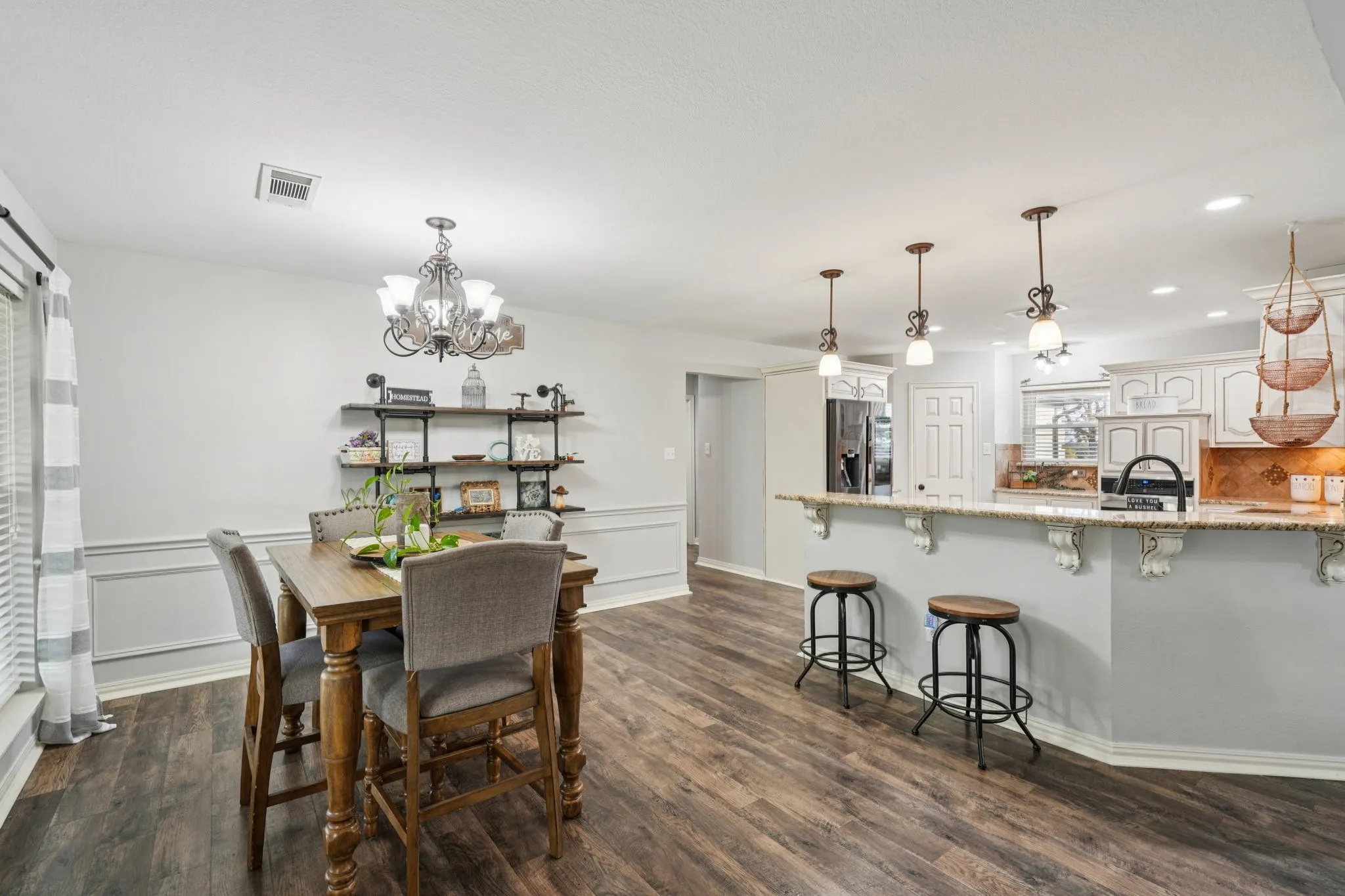 Dining area and extra long Custom Bar