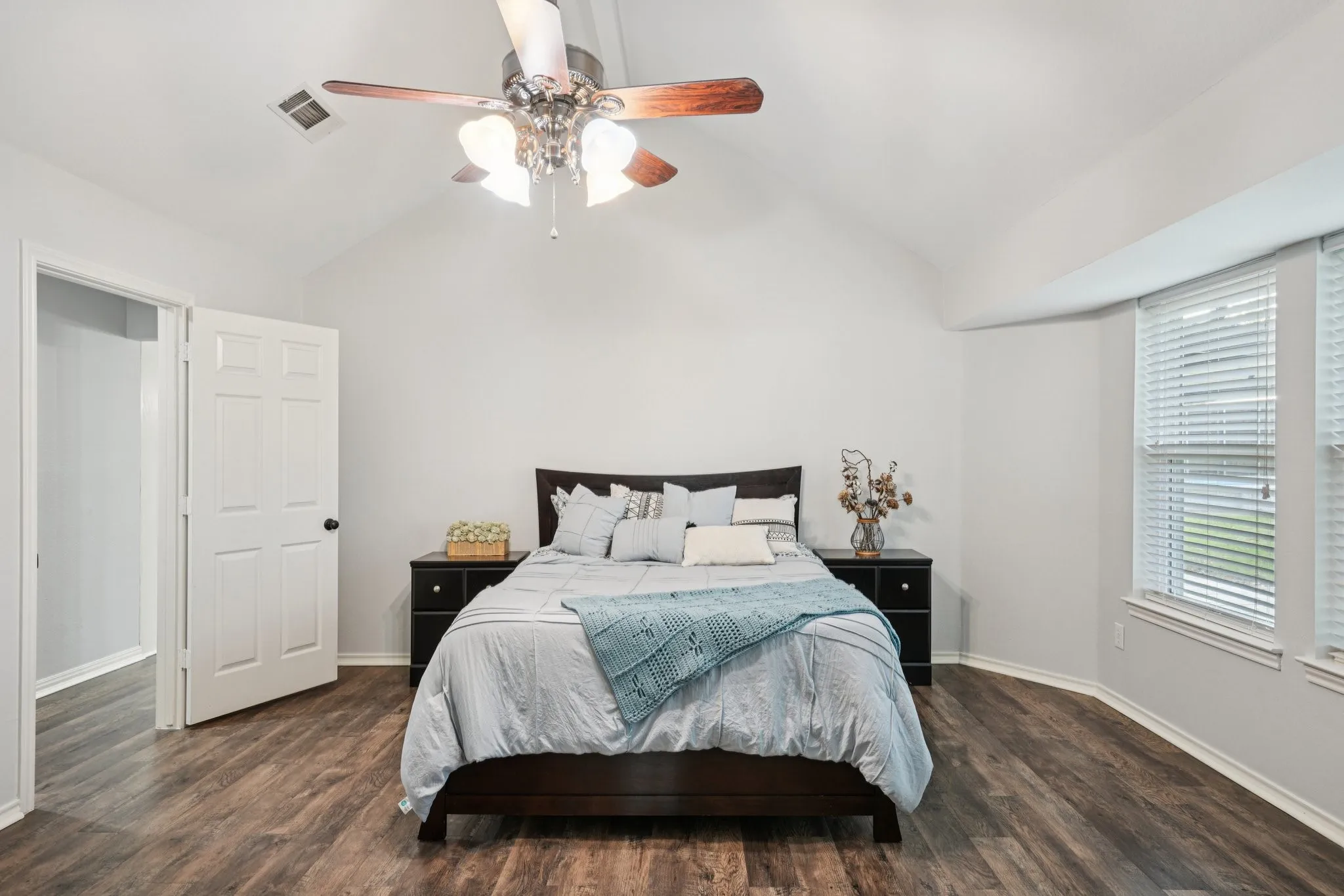 Primary bedroom has all new neutral paint